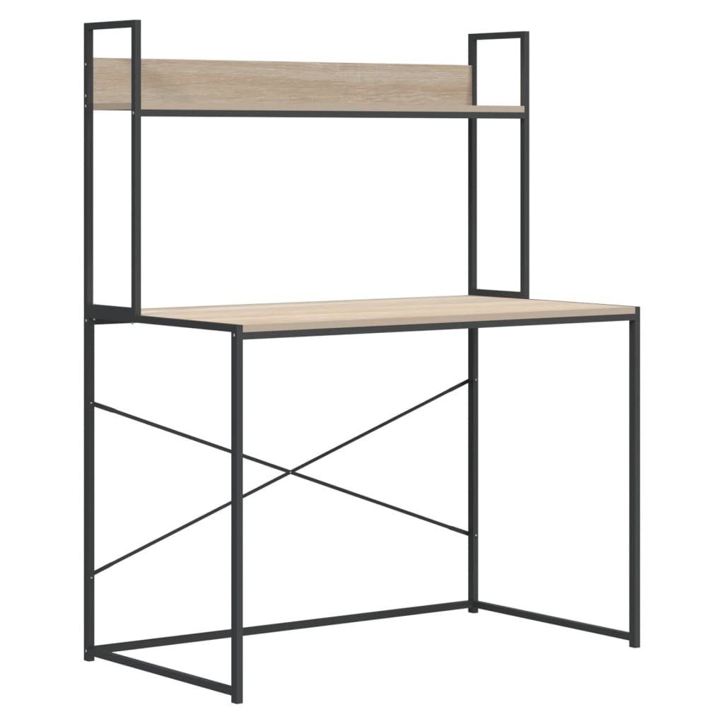 furnicato Schreibtisch Eiche-Optik 110x60x138cm Computertisch Schwarz Holzwerkstoff