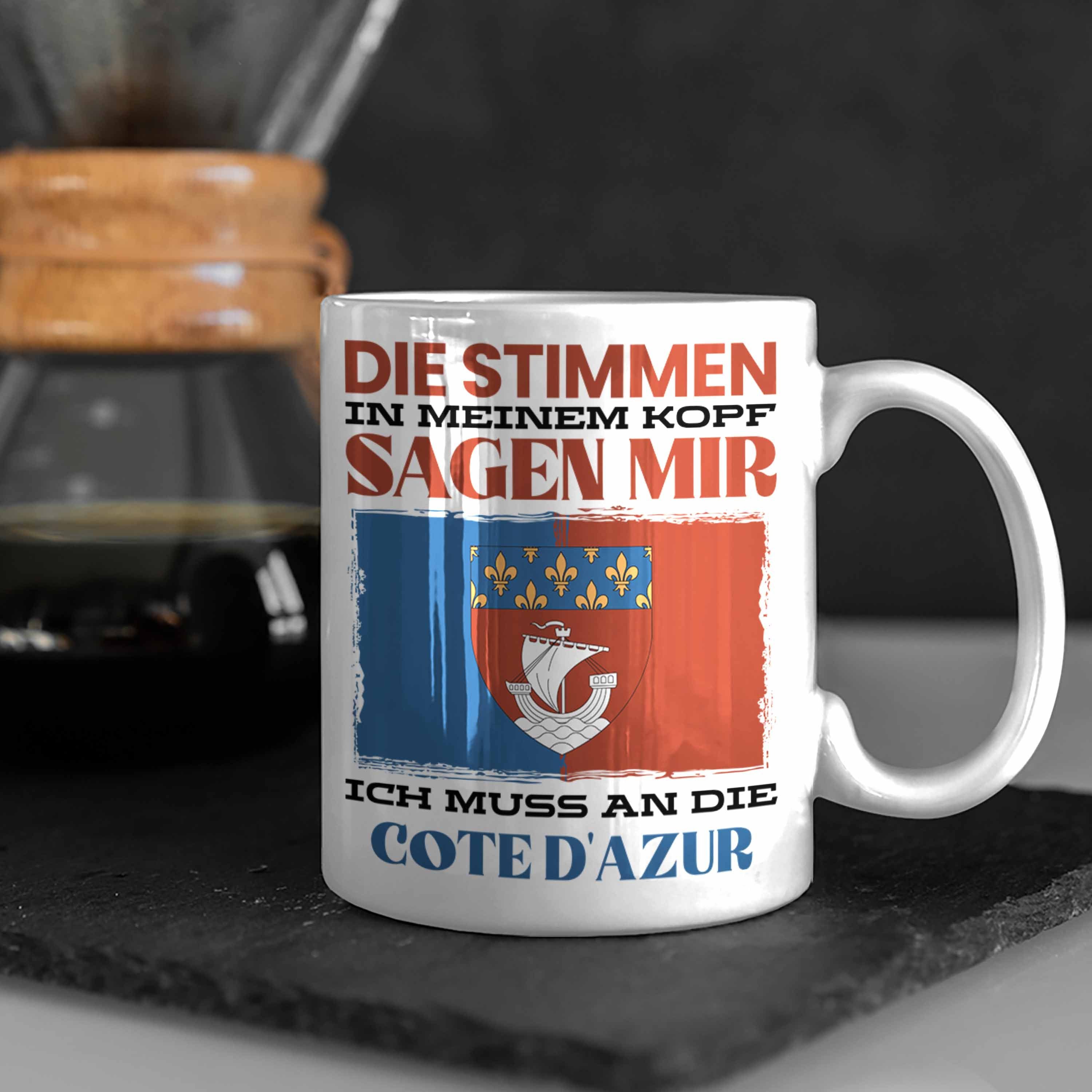 Tasse Trendation Tasse Urlaub - Weiss Frankreic Trendation Geschenk Spruch D'azur Heimat Cote