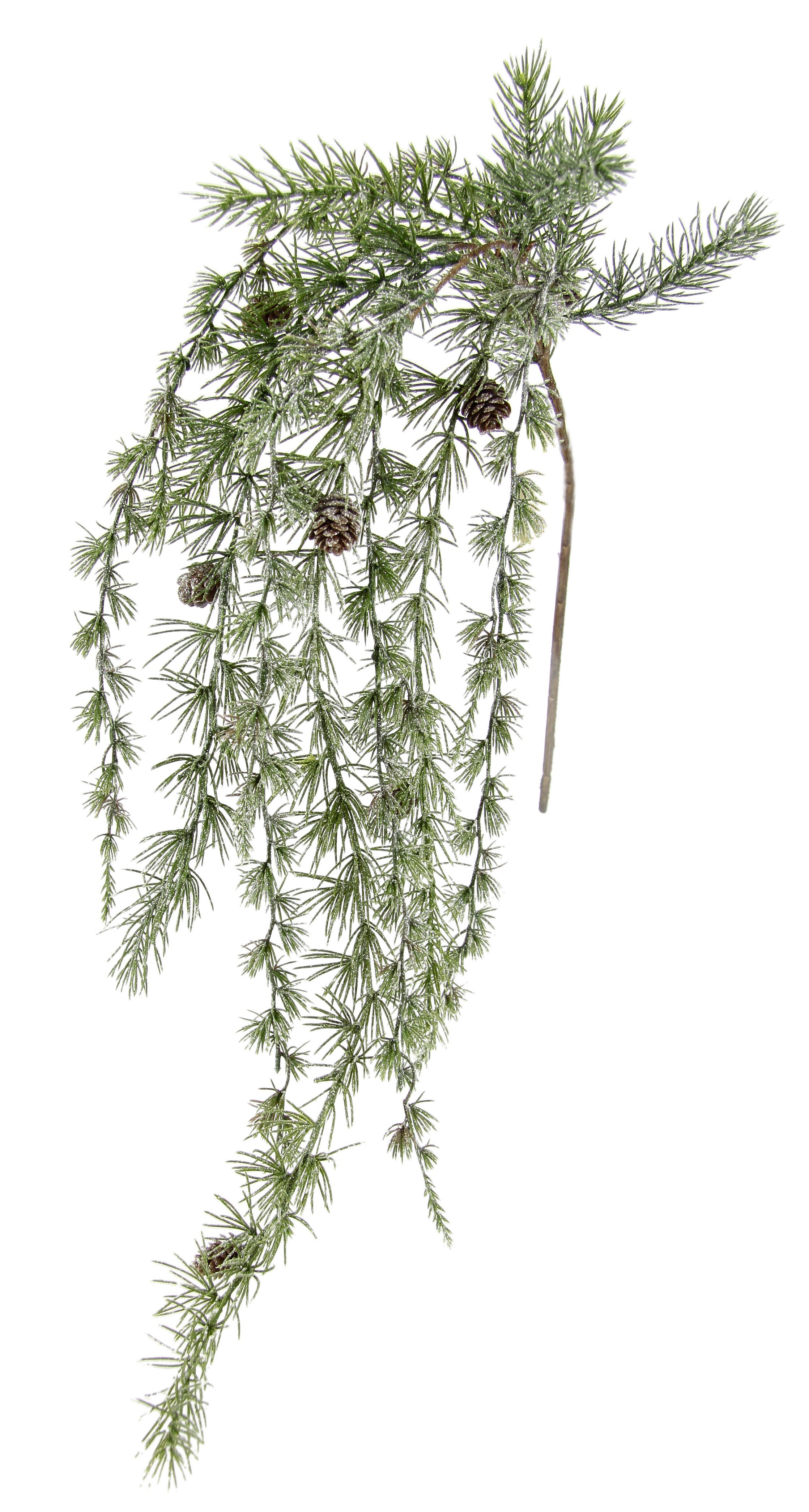 Kunstzweig Kieferhänger, I.GE.A., Höhe 65 cm, Kieferzweig hängend mit Zapfen Schnee geeist Kunsttanne Deko Dekozweig