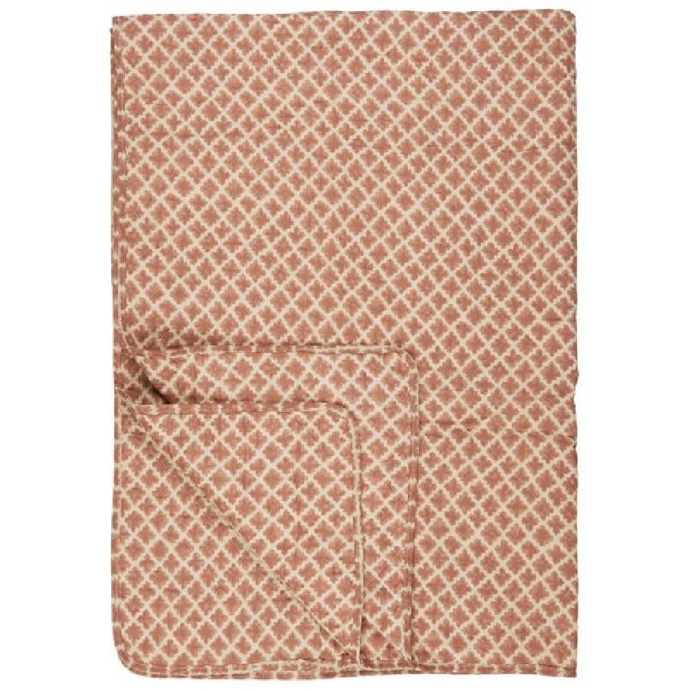Wohndecke Ib Laursen Decke Quilt Natur mit Rostfarbenem Blockmuster (130x180cm), Ib Laursen