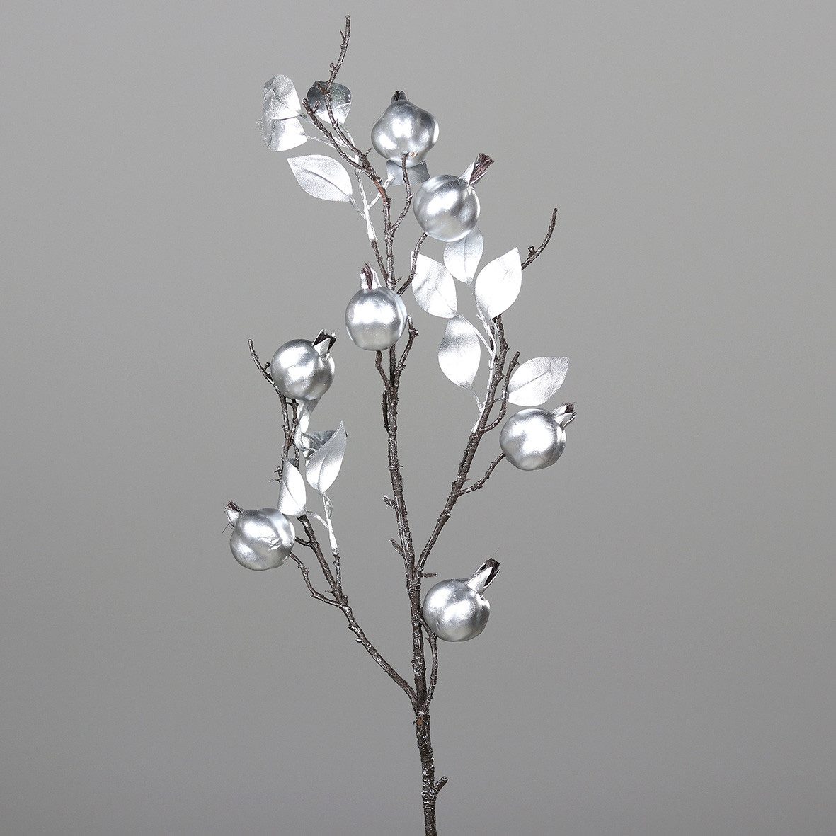 Kunstblume Dekozweig, DPI, Höhe 75 cm, Farbe: Silber, Motiv: Granatapfel günstig online kaufen