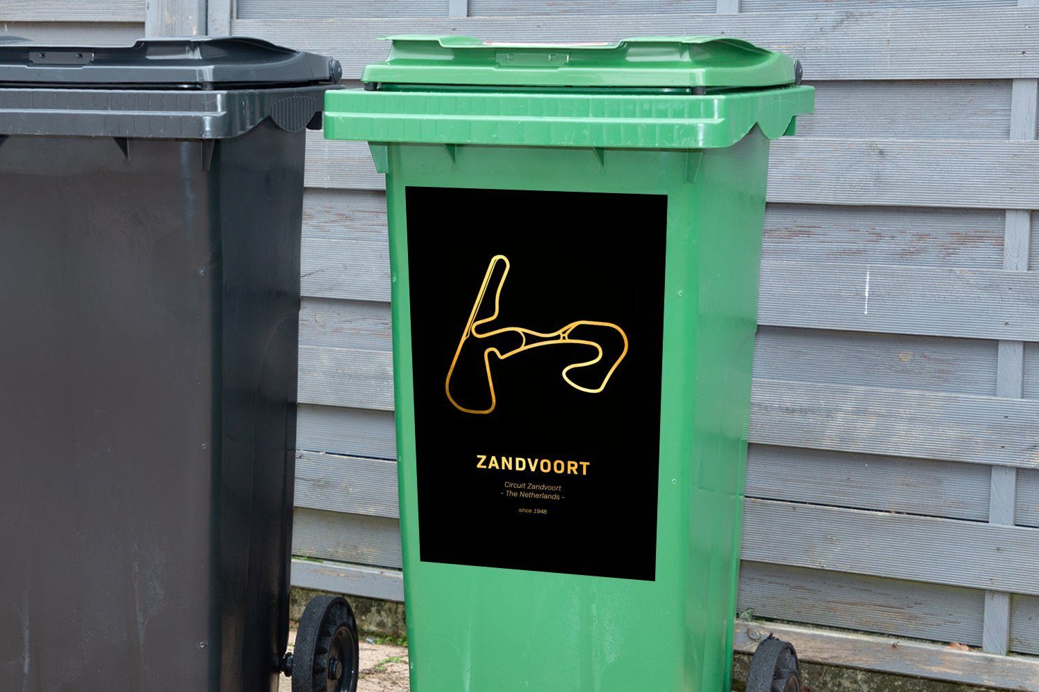 MuchoWow Wandsticker Rundkurs - Zandvoort - Mülltonne, St), (1 Gold Abfalbehälter Sticker, Mülleimer-aufkleber, Container
