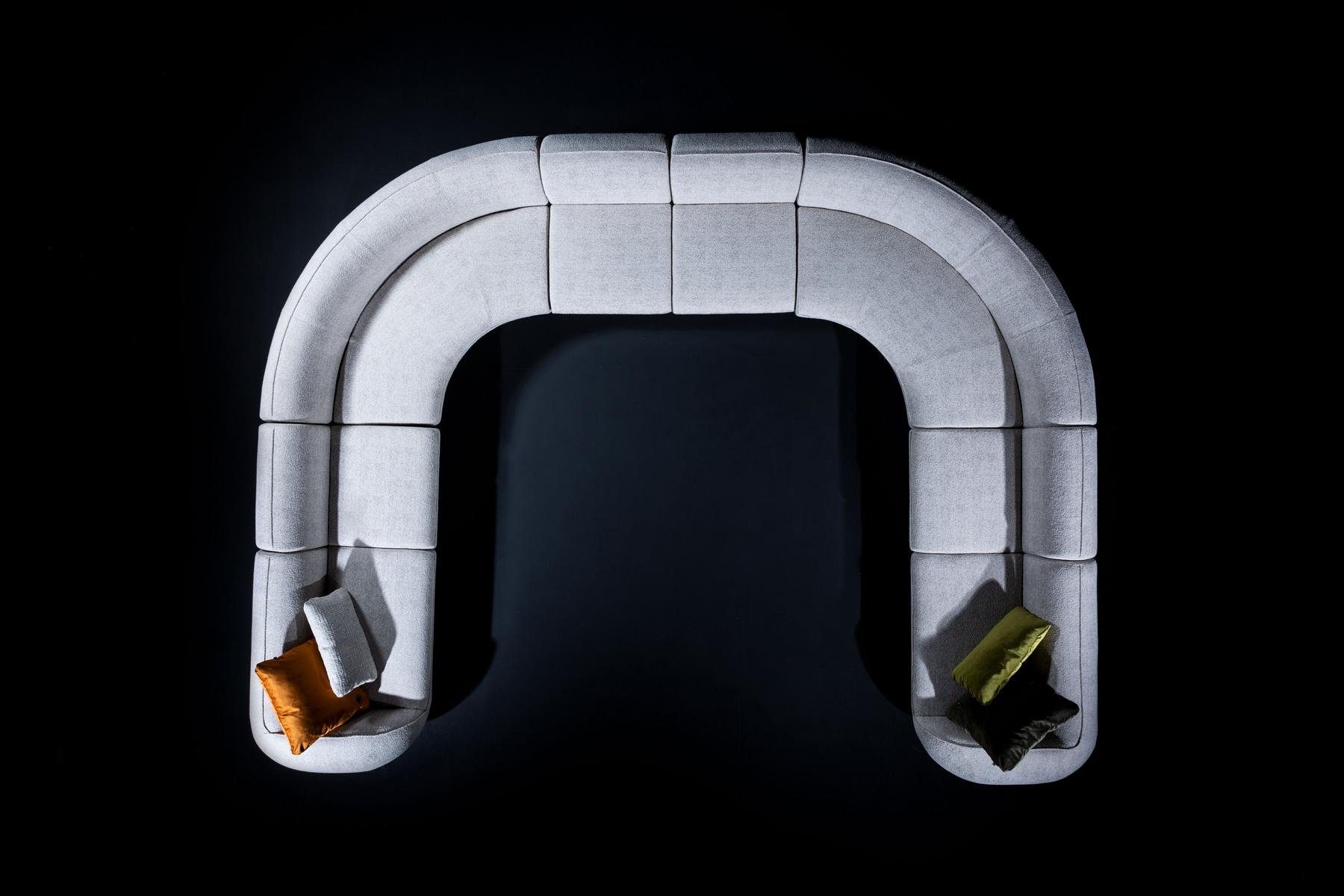 JVmoebel Wohnlandschaft Designer Ecksofa in Grau mit hochwertiger Polsterung und Kopfkissen, Made in Europa