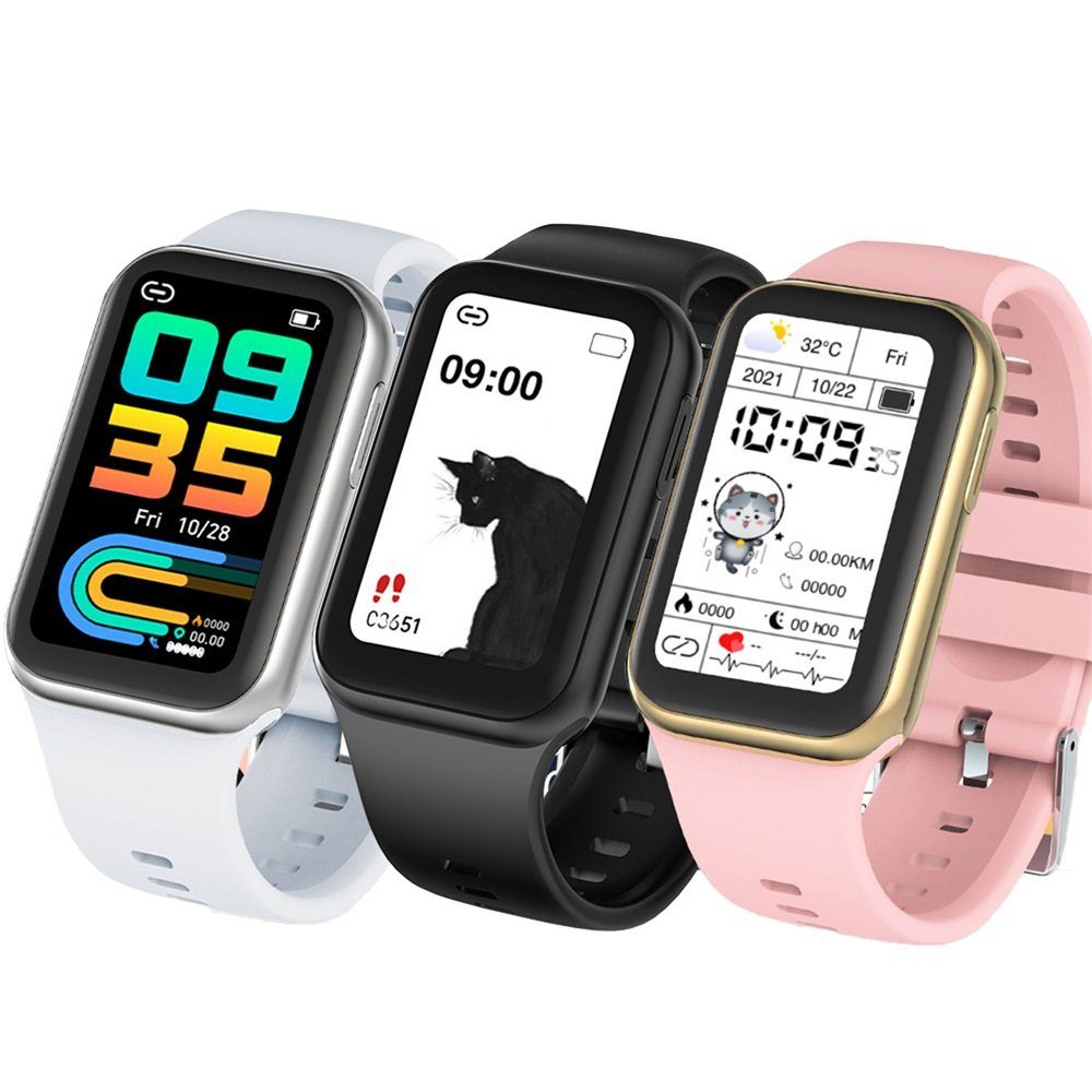 Rutaqian Smartwatch Damen Fitnesstracker IP67 Wasserdichte Blutdruck  Sportuhr Smartwatch (1,4 Zoll)
