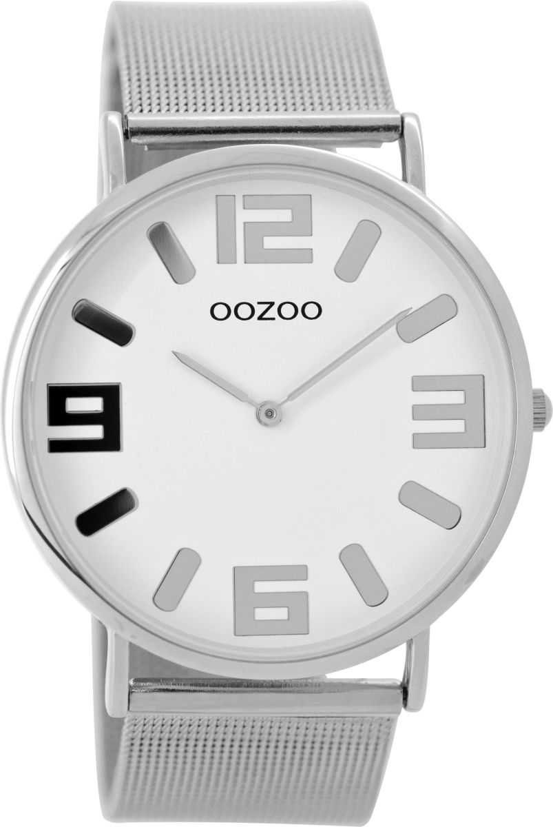 mm 42 Vintage OOZOO Armbanduhr Meshband Weiss C8880 Quarzuhr