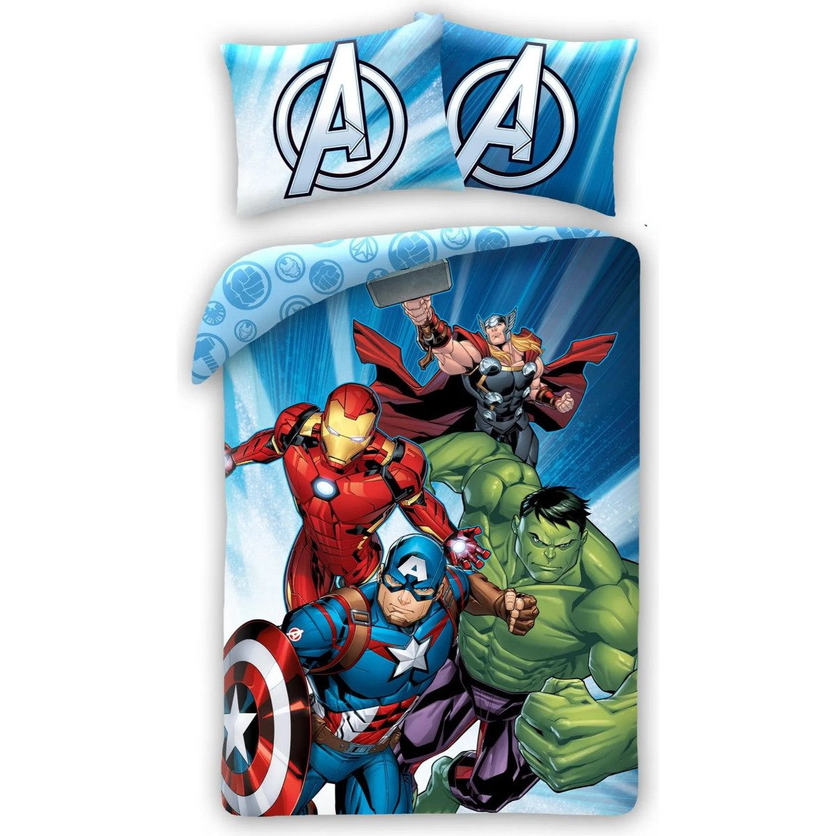 The AVENGERS Bettwäsche Set aus Baumwolle Deckenbezug 140 × 200 cm mit 70 × 90 cm Kissenbezug, Baumwolle, 2 teilig