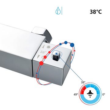 Auralum Duschsystem Thermostat Duschsäule-Set,höhenverstellb, Höhe 120 cm, 2 Strahlart(en), Überkopfbrauseset mit 24.8cm Durchmesser