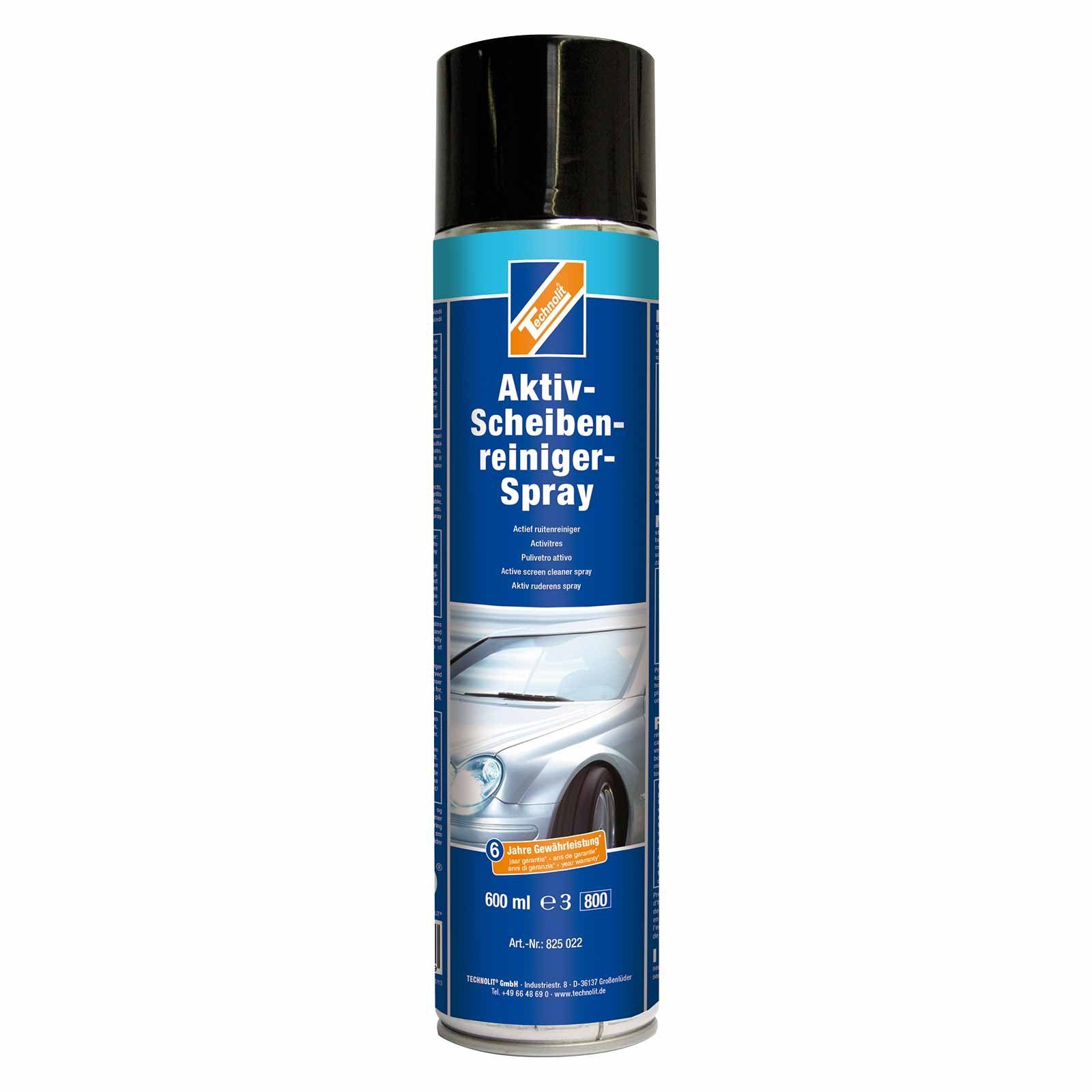 TECHNOLIT® Aktiv Scheibenreiniger Spray 600 ml, Glasreiniger, Insektenentferner Scheibenreiniger