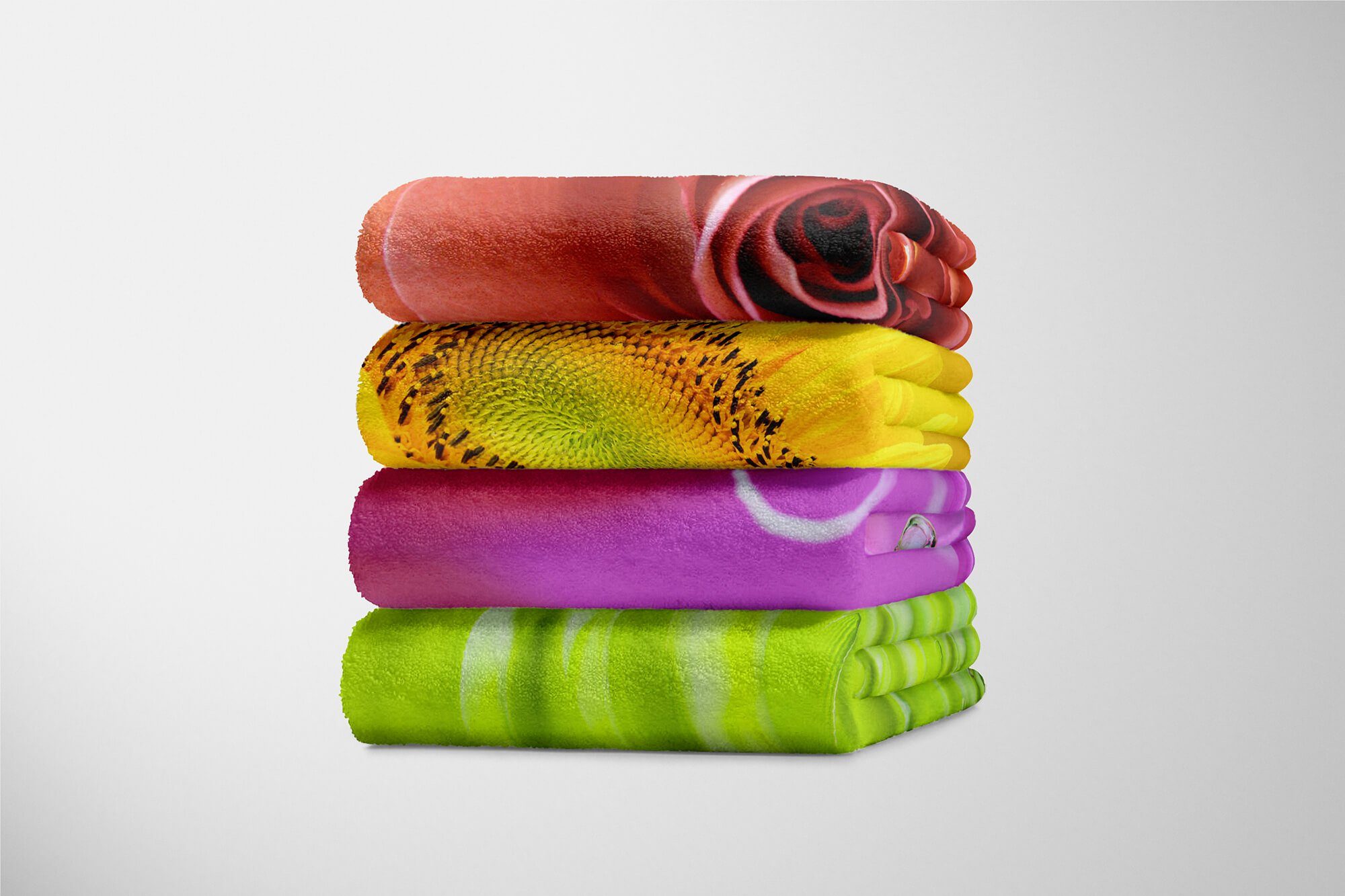Blüte Handtuch Art Strandhandtuch mit Baumwolle-Polyester-Mix Fotomotiv Kuscheldecke Saunatuch (1-St), Handtuch Wassertropfe, Sinus Handtücher