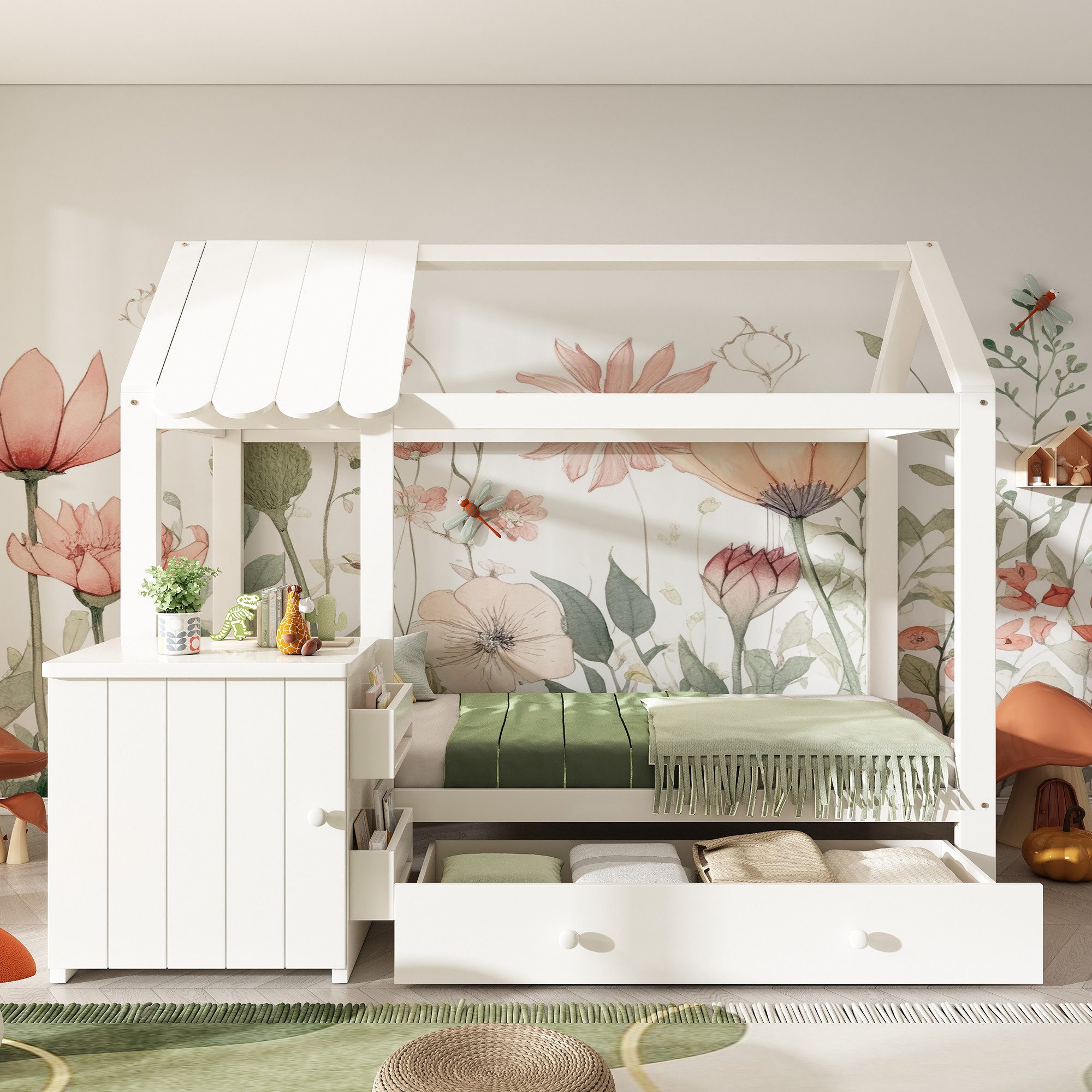 TavilaEcon Kinderbett Hausbett im Blockhaus-Design mit günstig online kaufen