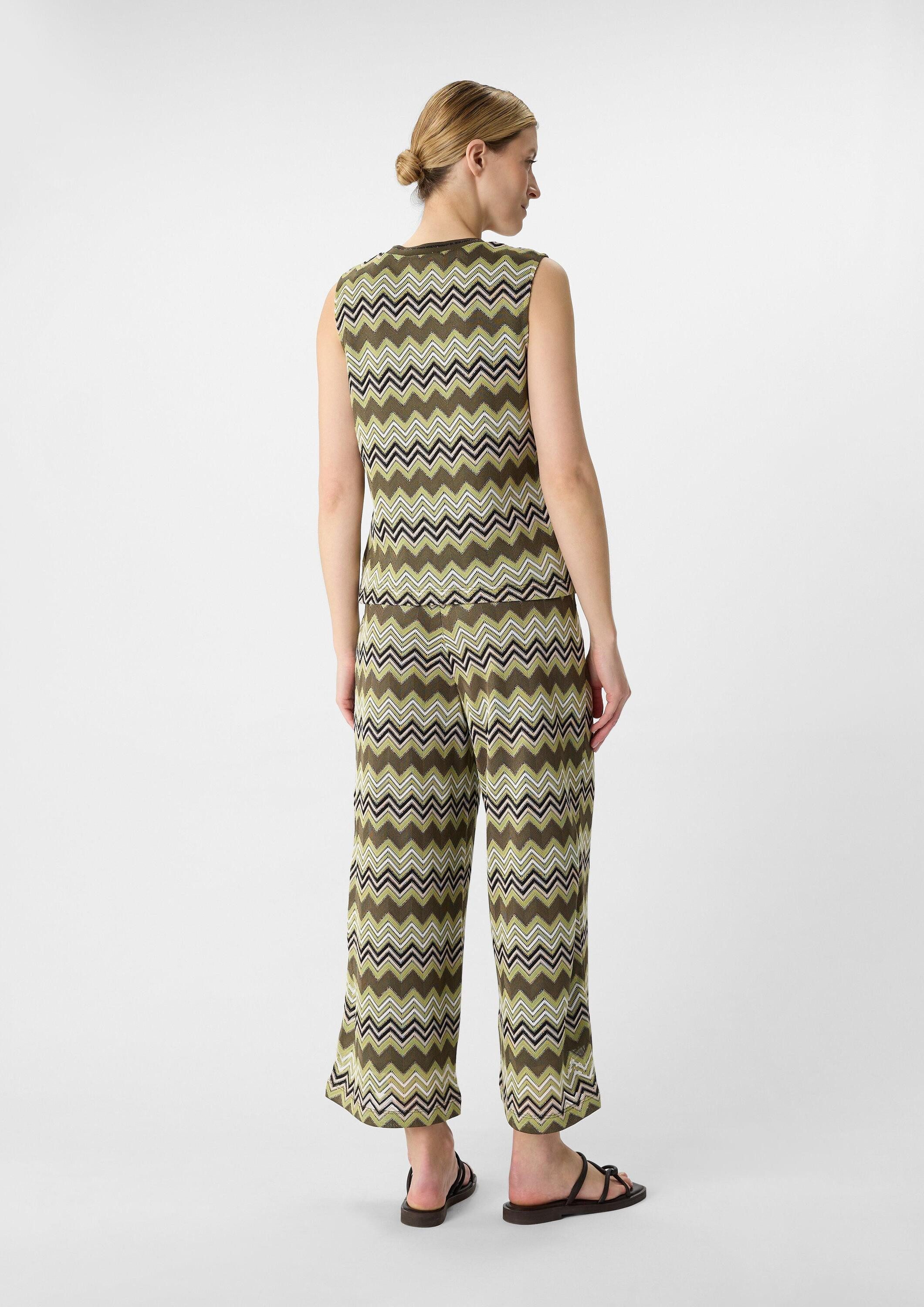 comma Muskelshirt T-Shirt Stricktop mit Zick-Zack-Muster