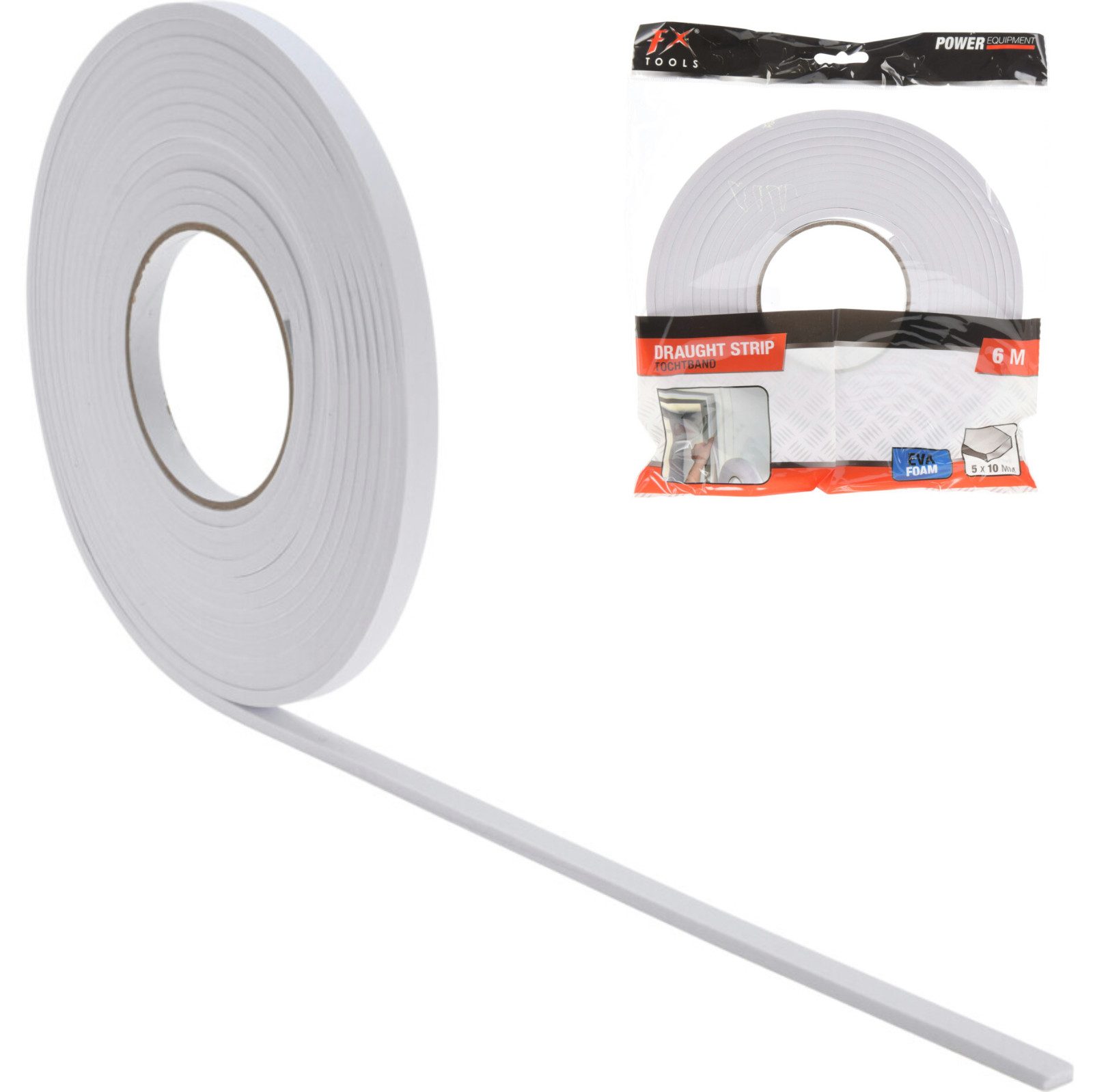 Koopman Dichtungsband 1 cm Türdichtung 6 Meter Zugluft Staubdichtung, (Stück, 1-St., Packung), auf Rolle, 1cm breit, Weiß, 0,5cm Stärke, einseitig klebend