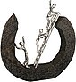 Casablanca by Gilde Dekofigur »Skulptur Hinauf, schwarz/silber« (1 Stück), Dekoobjekt, aus Metall & Holz, Höhe 32 cm, Wohnzimmer, Bild 1