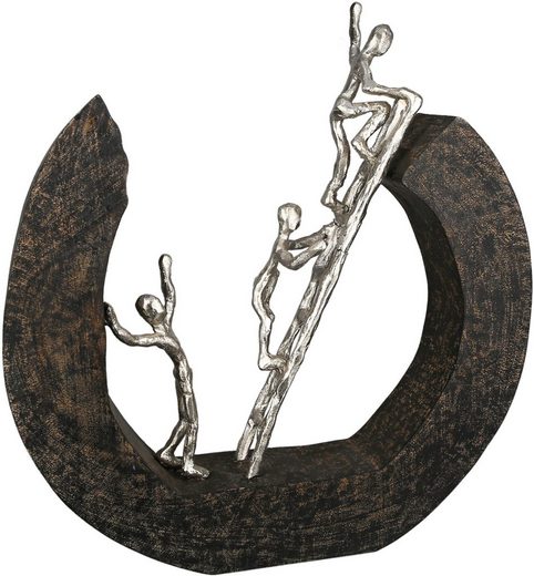 Casablanca by Gilde Dekofigur »Skulptur Hinauf, schwarz/silber« (1 Stück), Dekoobjekt, aus Metall & Holz, Höhe 32 cm, Wohnzimmer