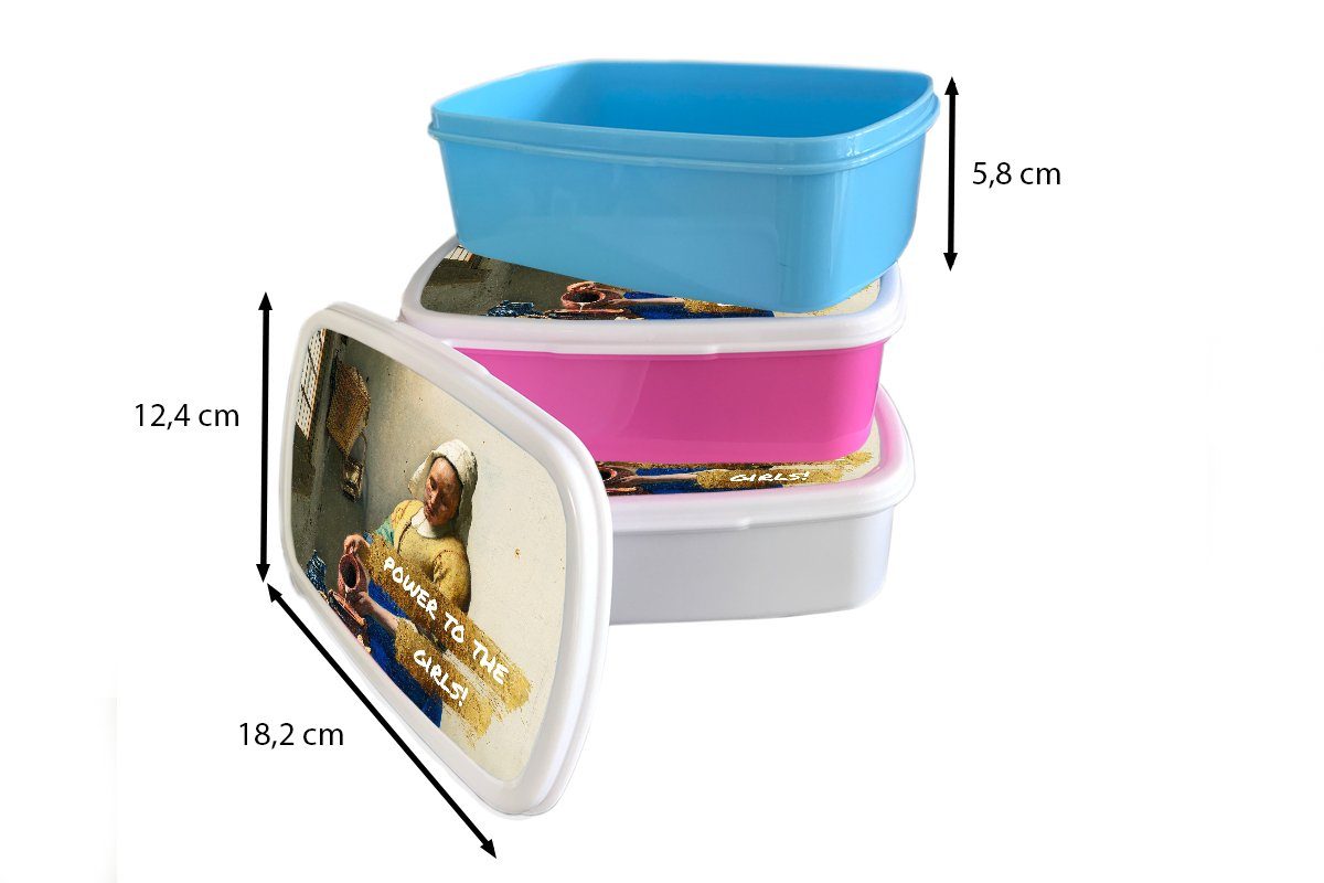 Brotdose, und Mädchen Lunchbox weiß Kunststoff, (2-tlg), Gold Gemälde MuchoWow Milchmädchen für Jungs Erwachsene, für - Brotbox - Zitate - Kinder Alte Meister, - und