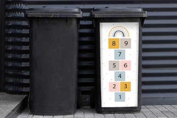MuchoWow Wandsticker Kinder - Zahlen - Himmel und Hölle - Regenbogen - Pädagogisch (1 St), Mülleimer-aufkleber, Mülltonne, Sticker, Container, Abfalbehälter