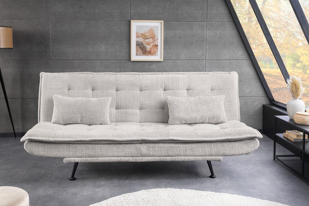 riess-ambiente Schlafsofa JAZZ 190cm beige – 3-Sitzer Sofa mit Bettfunktion, Chenille, modern, Einzelartikel 1 Teile, komfortable Ausziehcouch mit Polsterung – ideal fürs Gästezimmer