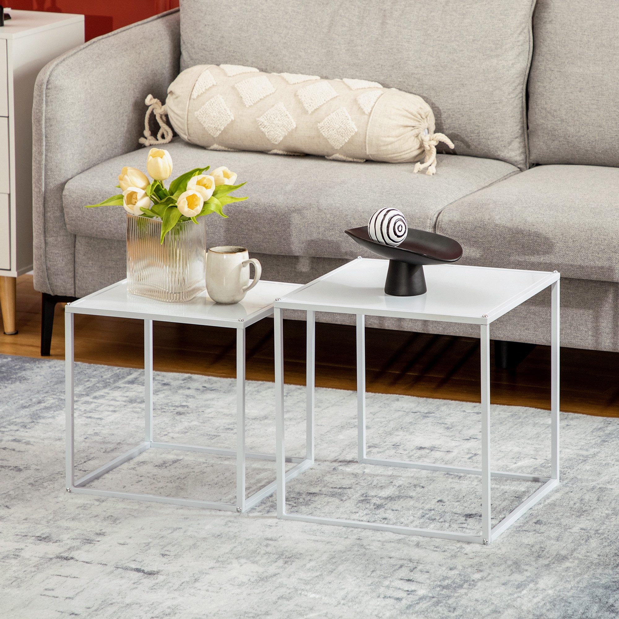 HOMCOM Couchtisch 2er-Set, mit Stahlgestell (Kaffeetisch, günstig online kaufen