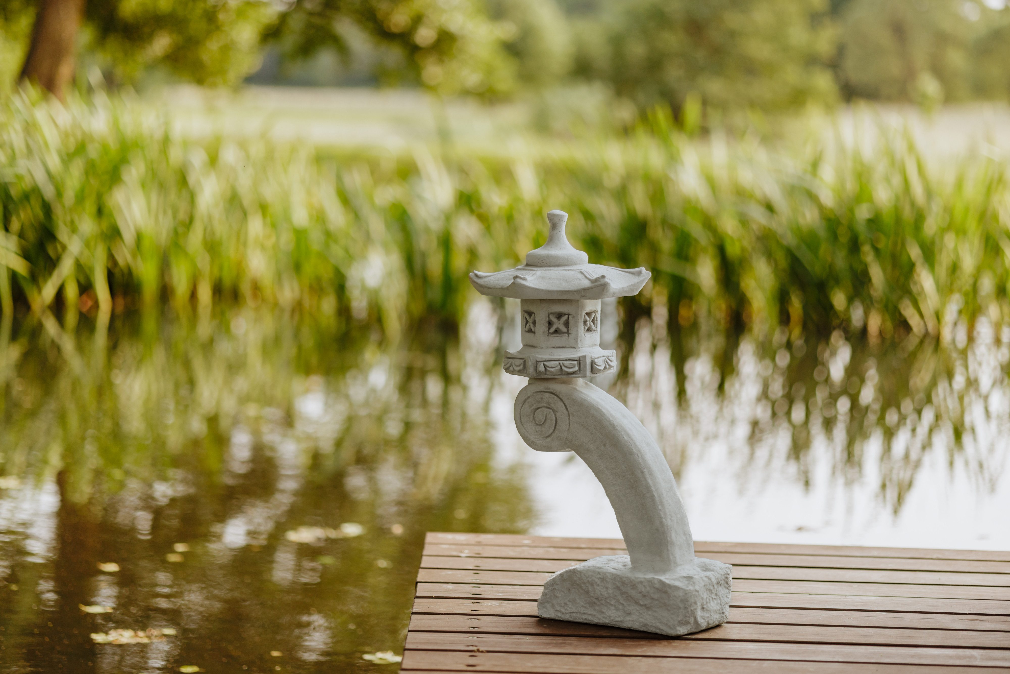 gartendekoparadies.de Gartenfigur Formschöne japanische Rankei Steinlaterne, H. 60 cm, 19 kg, Frostsicher