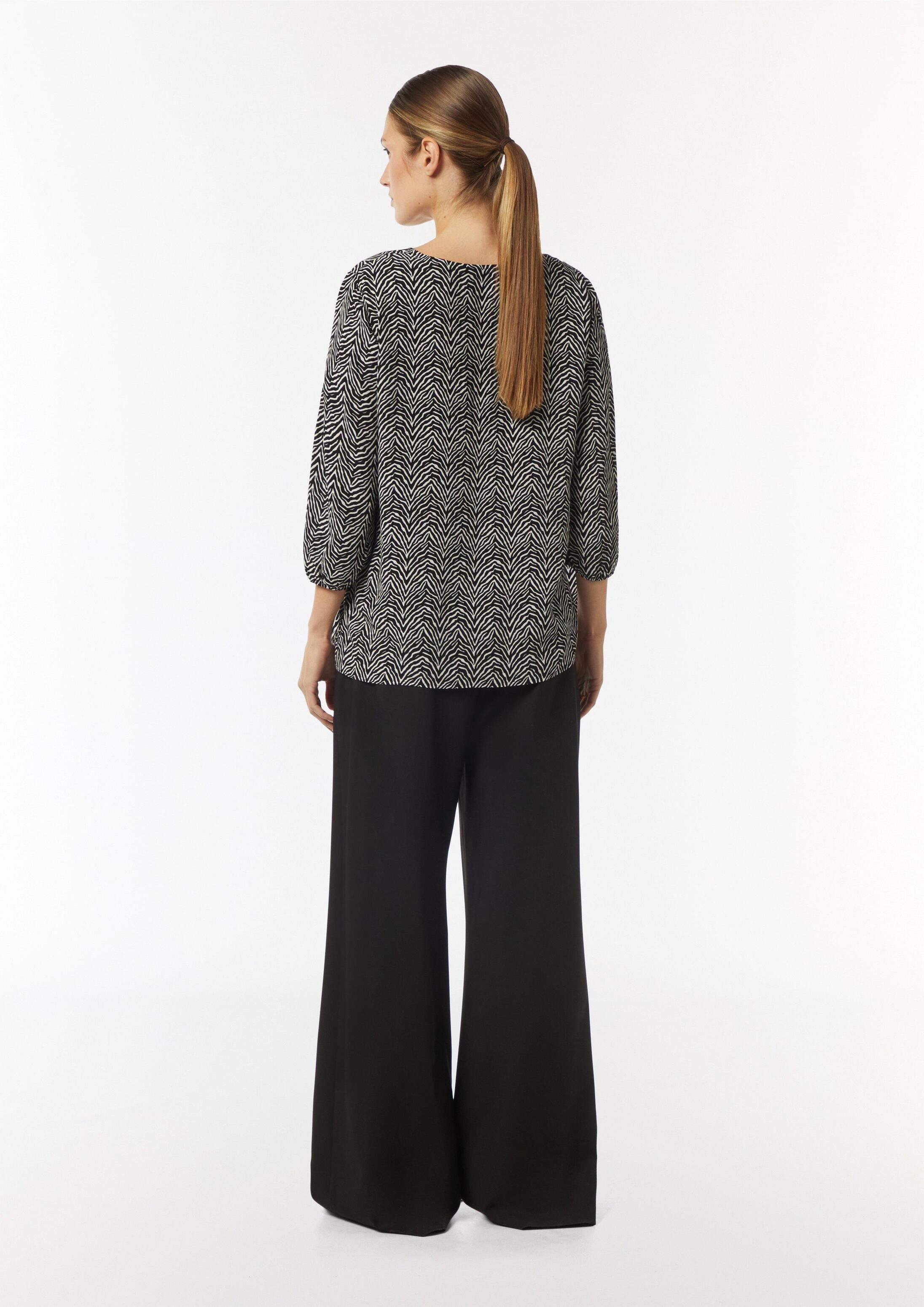 comma Kurzarmbluse Bluse Crêpe-Bluse mit kurzen Ballonärmeln