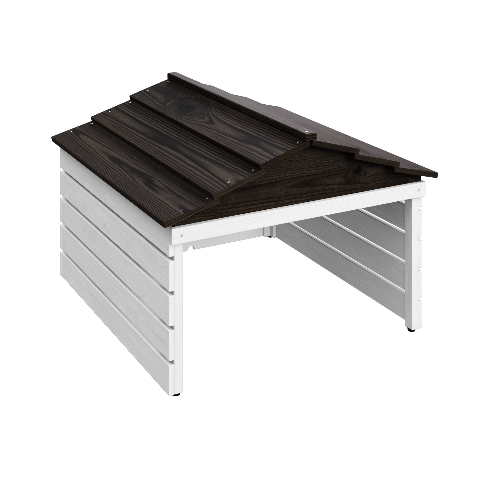 STEELSØN Mähroboter-Garage Nembus, Mähroboterhaus mit abnehmbarem Dach, Holz, weiß/schwarz schwarz|weiß