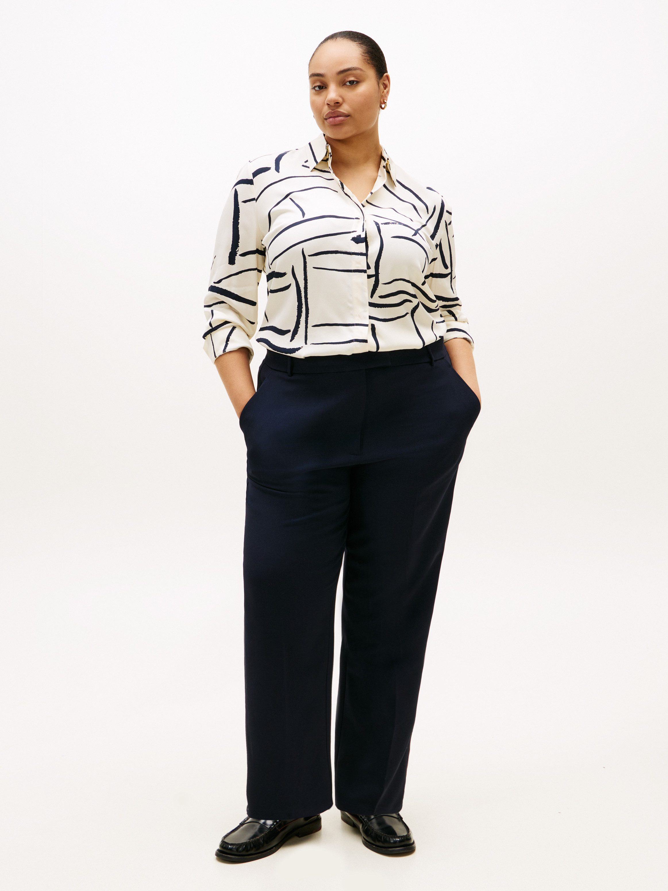 Tommy Hilfiger Curve Hemdbluse CRV VIS TWILL BUTTON UP SHIRT in großen Größen