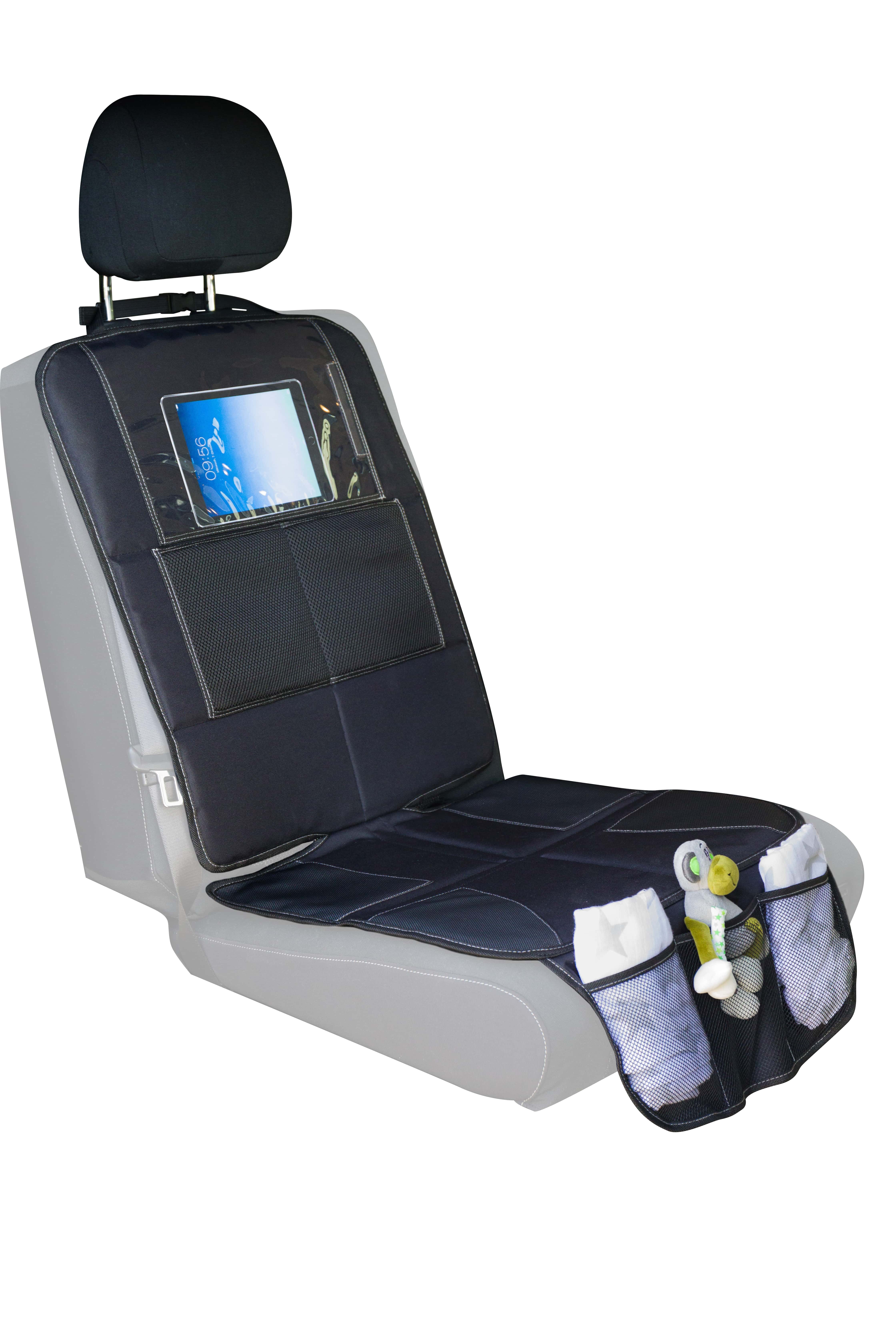 Fillikid Kindersitzunterlage Autositzunterlege mit Klarsicht Tasche als Tabletthülle