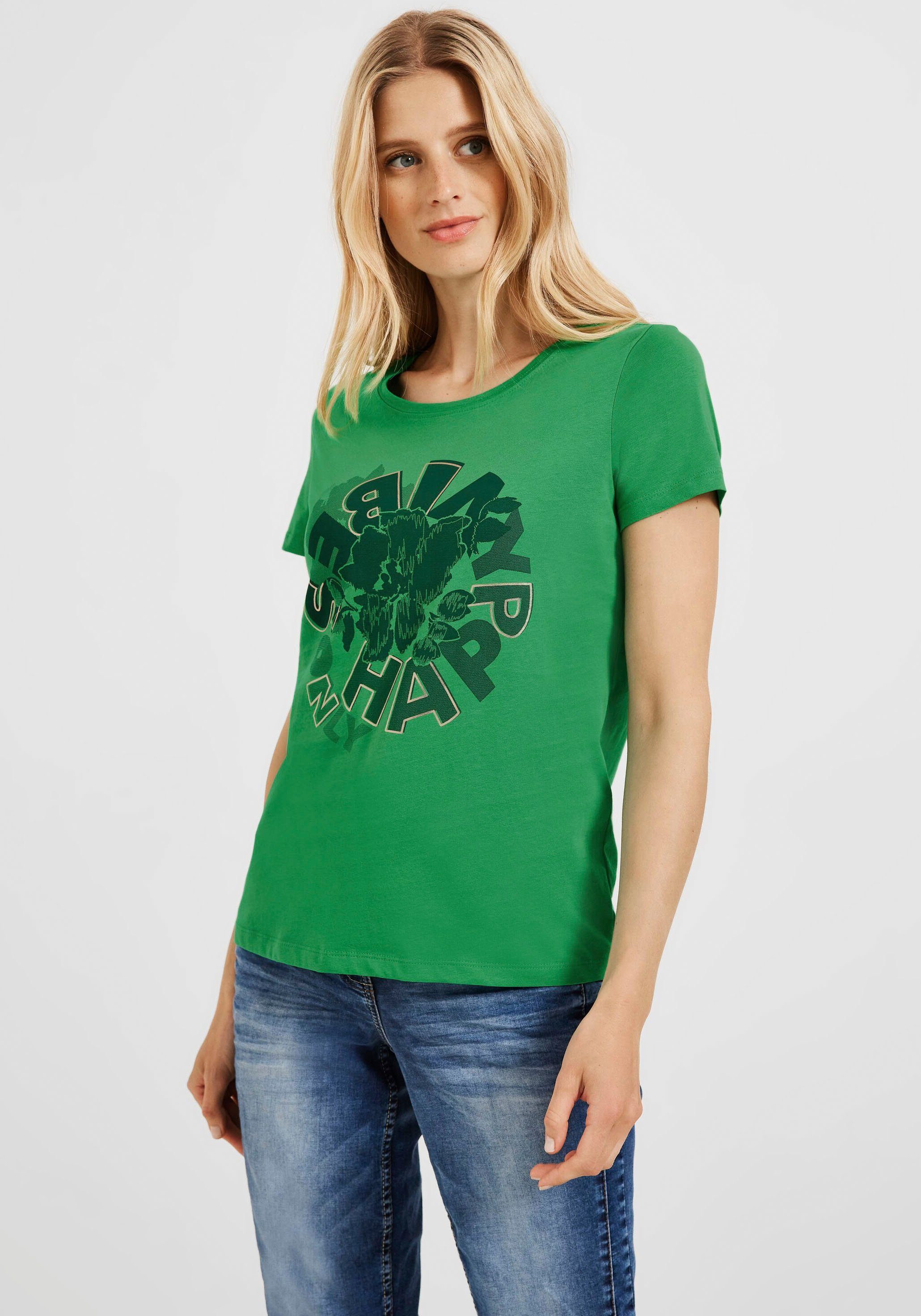 Cecil T-Shirt im hüftlangen Schnitt green fresh
