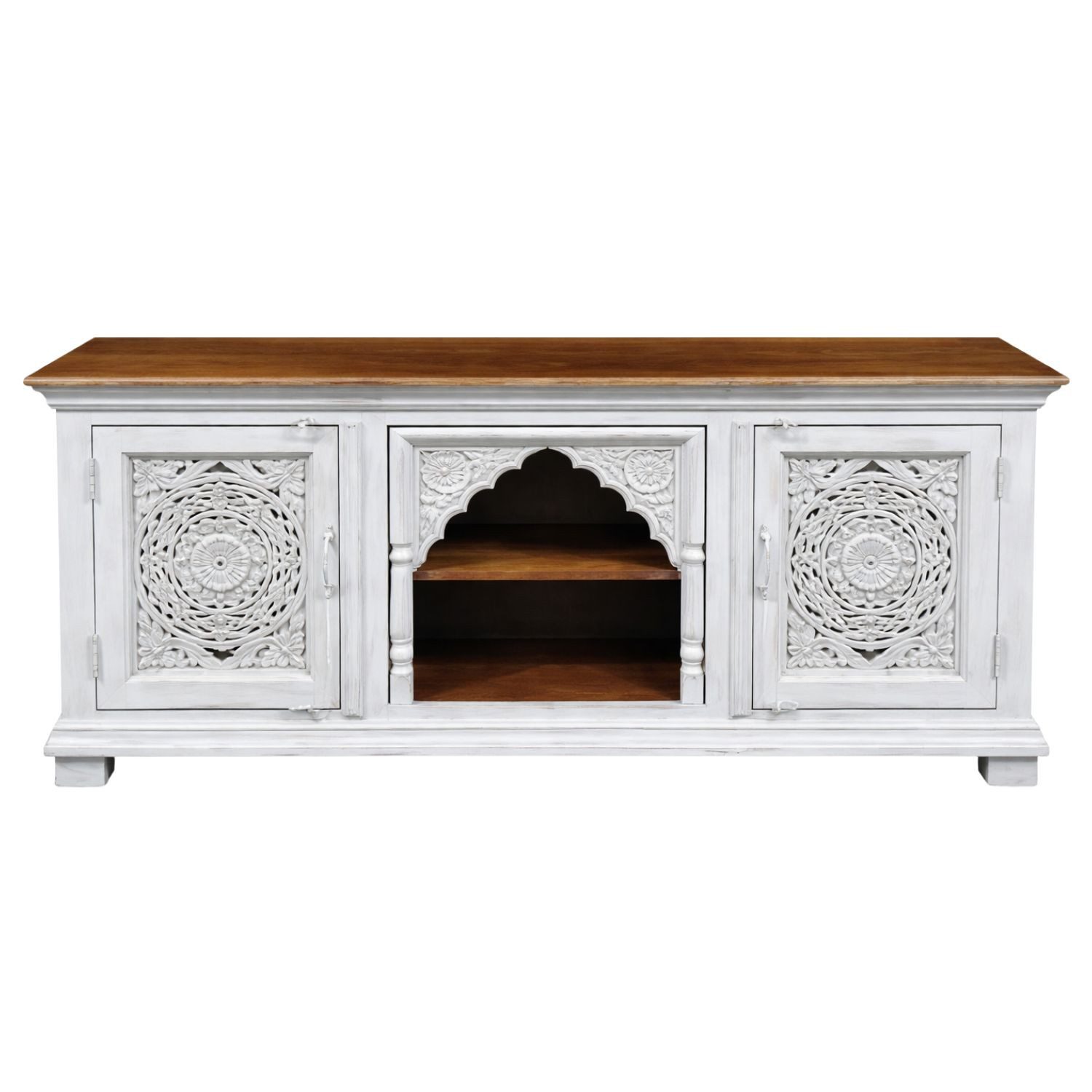Marrakesch Orient & Mediterran Interior Lowboard Lowboard Rashpal 160cm Massivholz Boho Oriental (1 St), Handarbeit