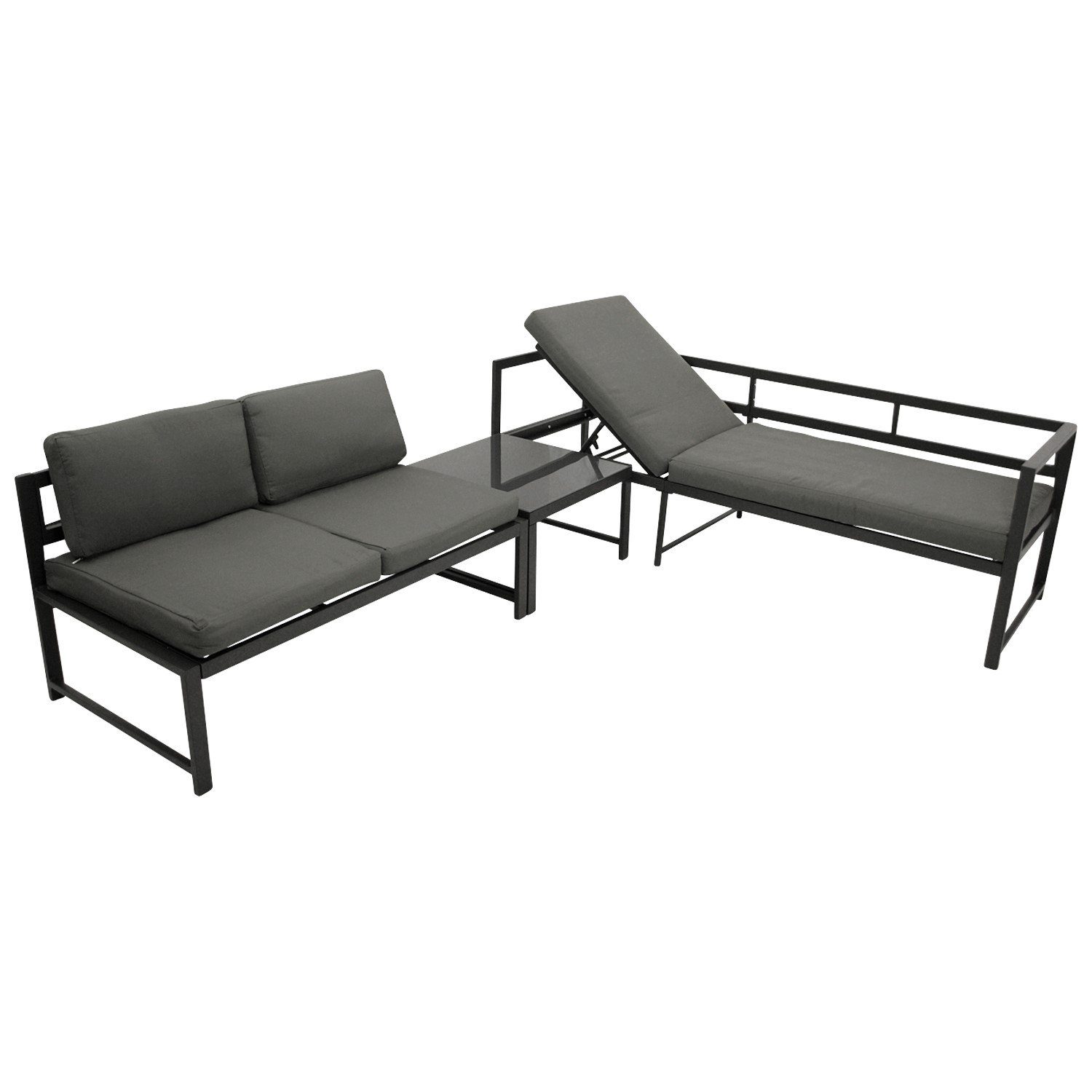 DEGAMO GartenloungeSet MONTANA, Ecksofa mit Liegefunktion, Tisch