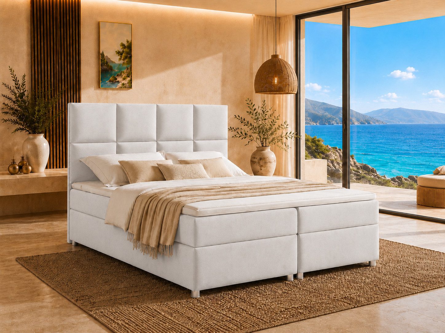Best for Home Boxspringbett mit Stauraum Doppelbett Trinity K-2 mit 7-Zonen Komfort Topper (Polsterbett Doppelbett Boxbett mit gepolstertes Kopfteil, versch. Größen, 1-St., 140x200 160x200 180x200 200x200 cm), Handwerksqualität, TOP Preis-Leistungs-Verhältnis