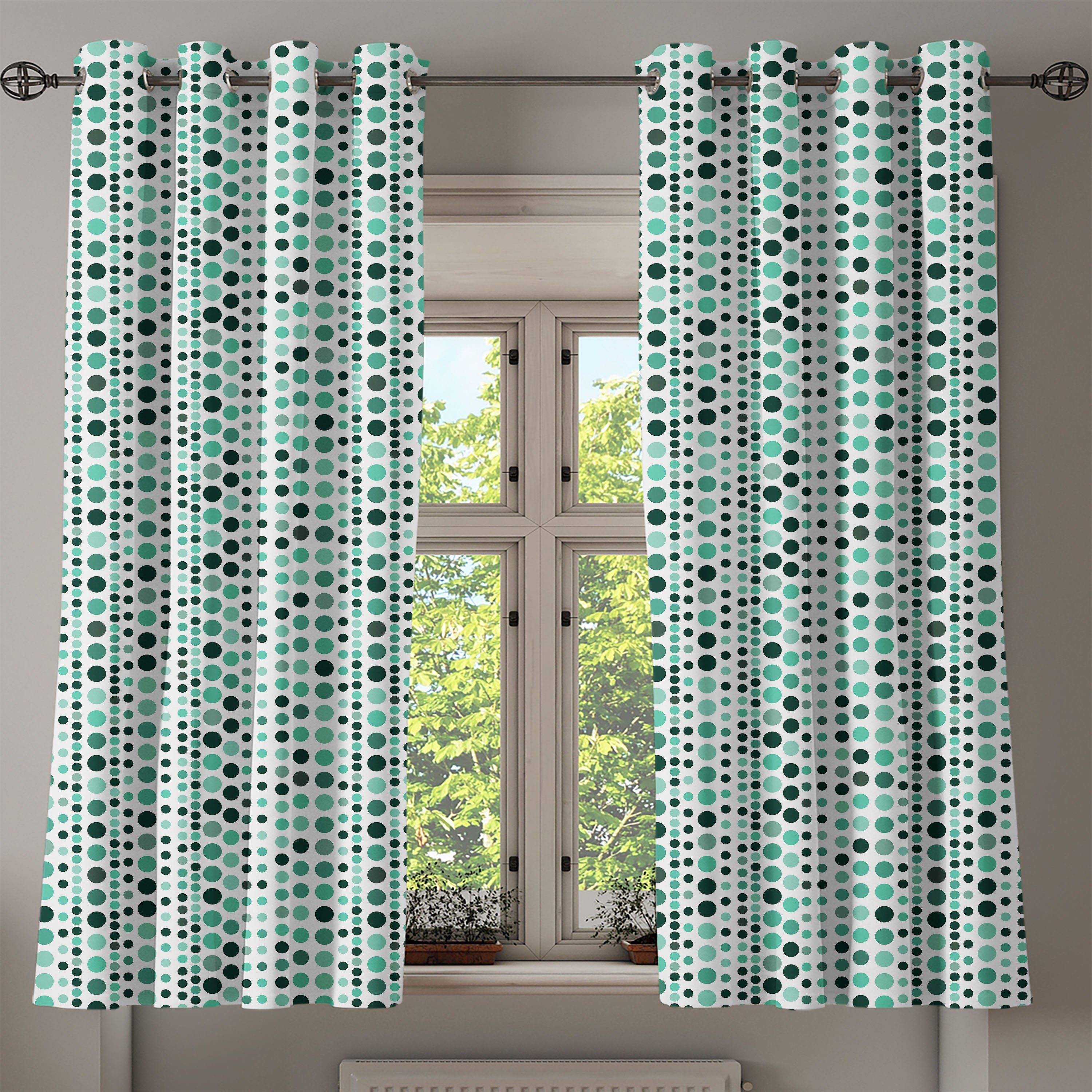 Dekorative Abakuhaus, Schlafzimmer Gardine für Geometrische 2-Panel-Fenstervorhänge Kreis-Punkte Modern Wohnzimmer,