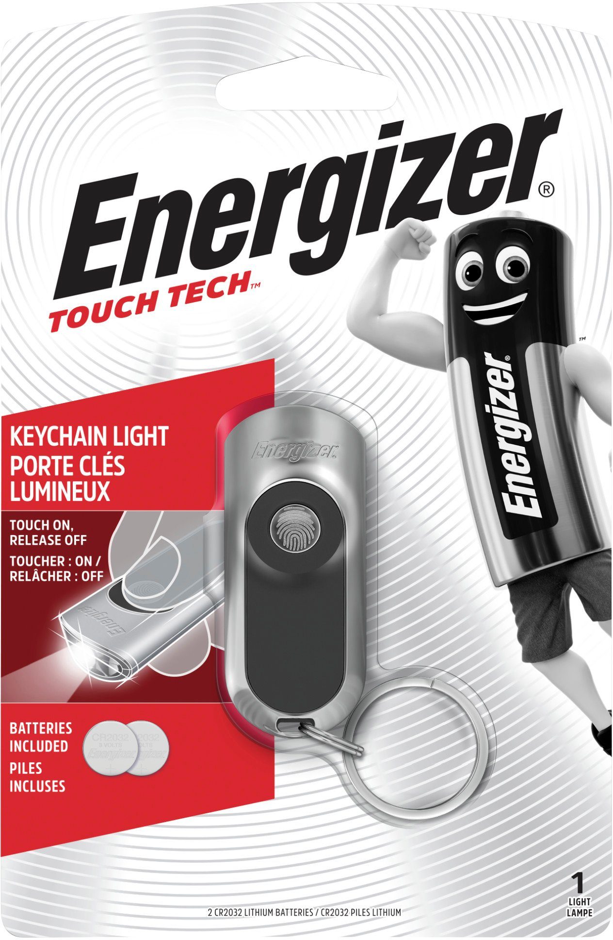 Energizer 20 10m Tech von Taschenlampe Laufzeit eine und Keychain über Reichweite Light, Touch zu und eine 5 LED Stunden das bis Lumen