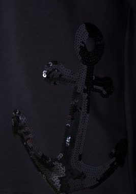 Zwillingsherz Kapuzensweatshirt mit Pailettendetail in Form eines Ankers