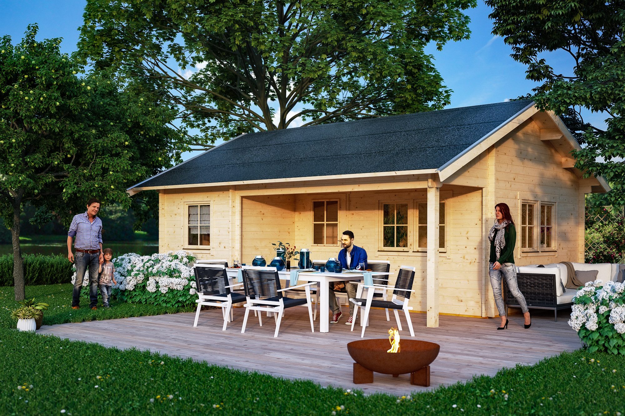 Skanholz Gartenhaus St. Moritz, BxT: 680x580 cm, mit 2. Schalung