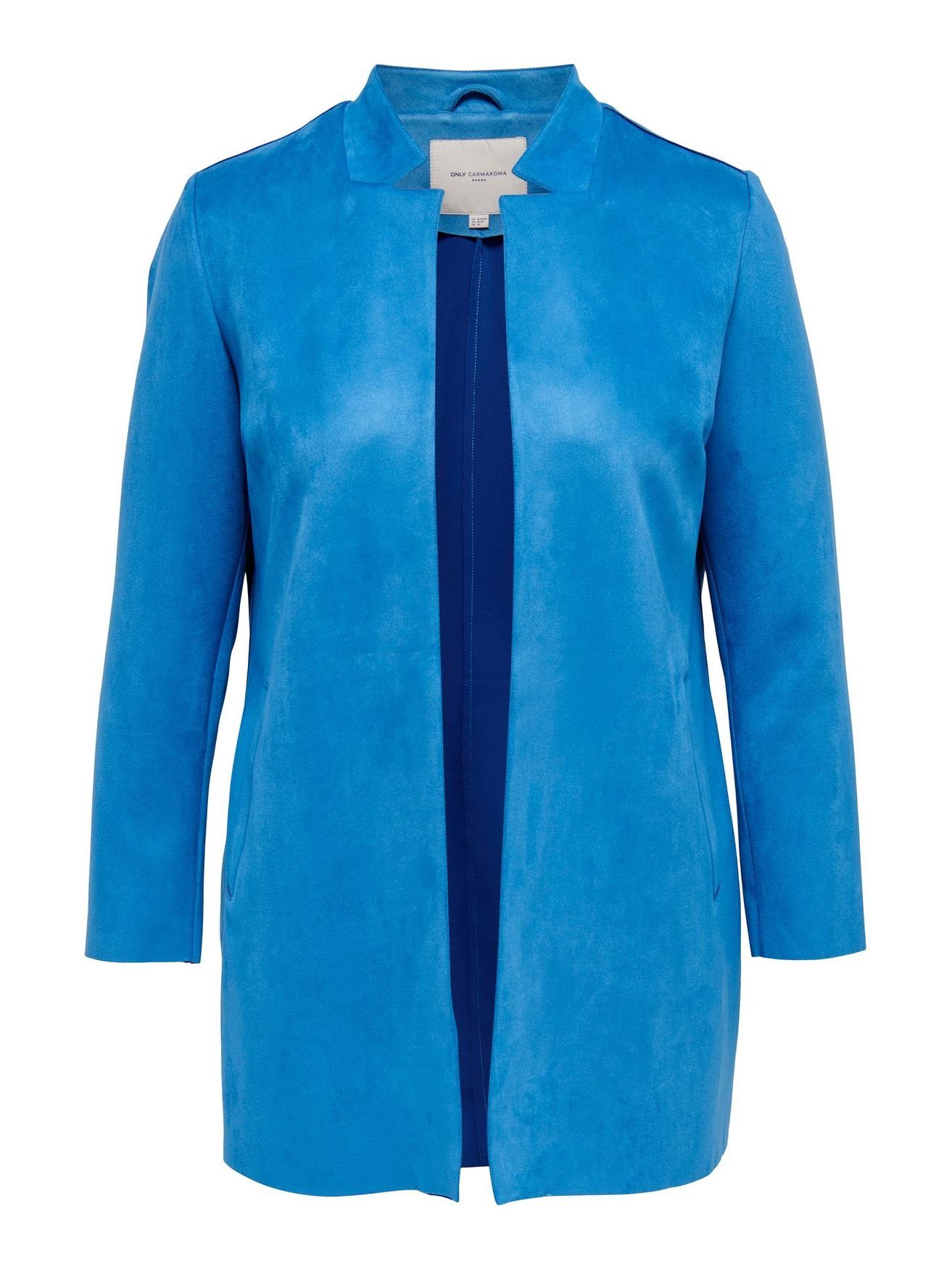 【Sonderangebot】 ONLY CARMAKOMA Kurzmantel Plus in Übergrößen Cardigan Blau 4537 Kunst Wildleder CARSOHO Size Coat Mantel