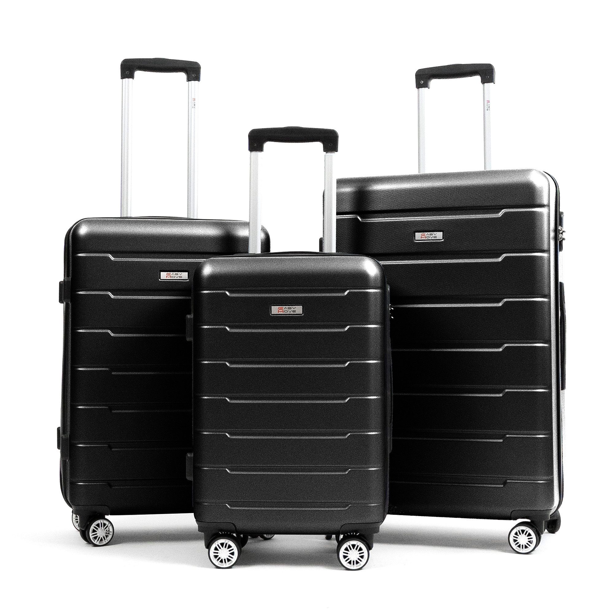 Easy Move Hartschalen-Trolley Leichter Rollkoffer YUG Reisekoffer, 4 Rollen, Robuste Reisebegleiter aus ABS-Hartschale mit Dehnungsfuge, 3er-Set
