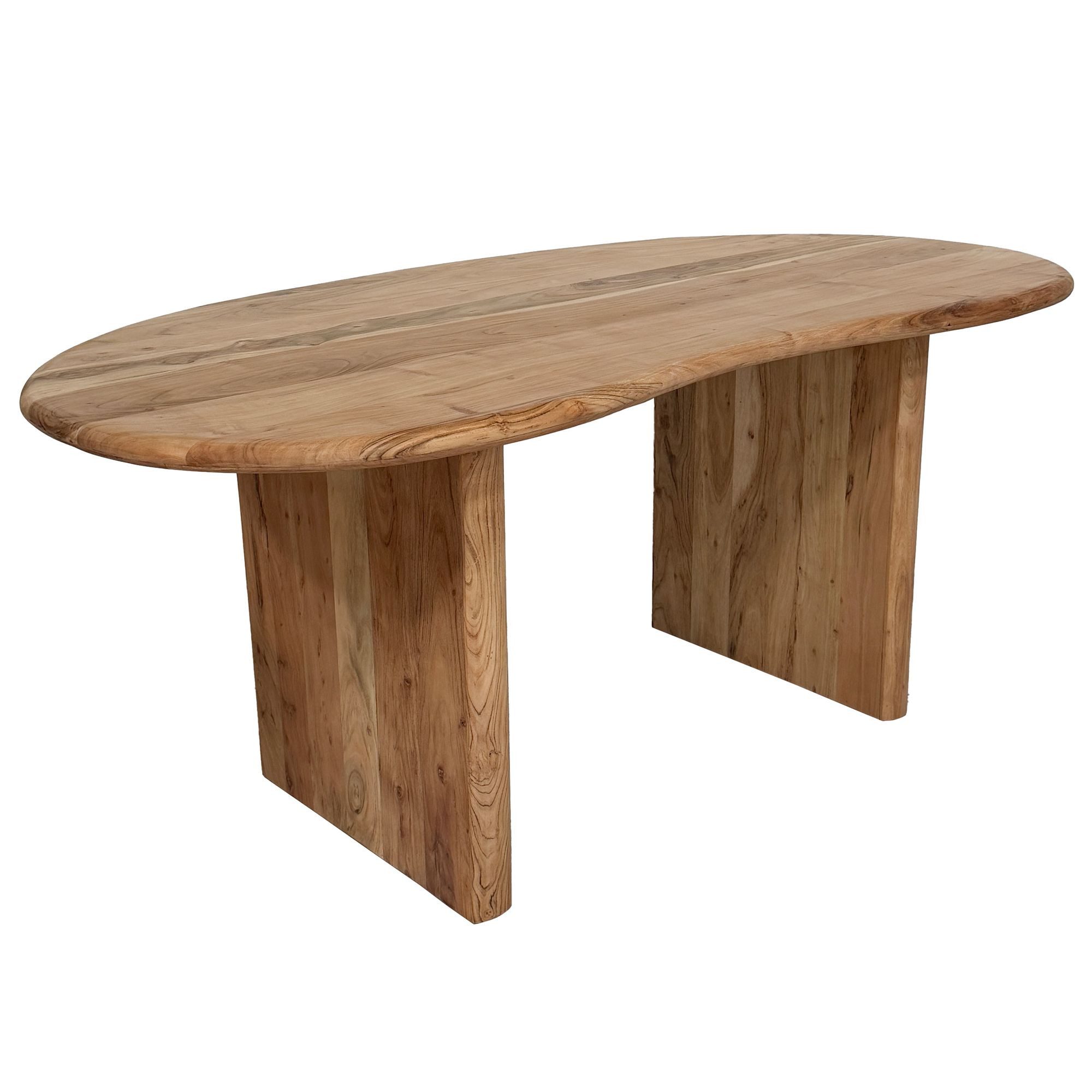 Wohnling Schreibtisch WL7.840 Schreibtisch 180 cm Massivholz Bürotisch Nierenform Groß (180x90x76 cm Akazie Massivholz, Holztisch Retro), Computertisch Home Office, Bürotisch Nierenform