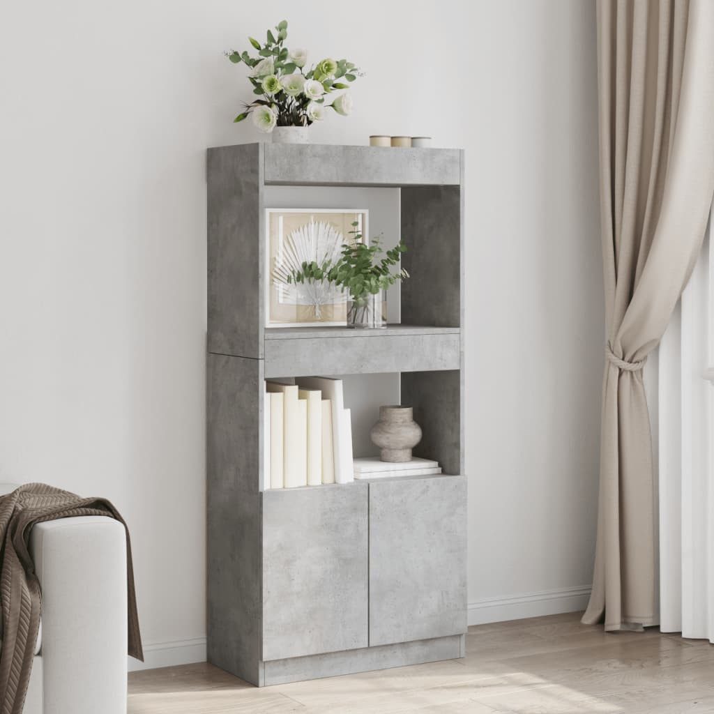 vidaXL Bücherregal Highboard Betongrau 63x33x140 cm günstig online kaufen