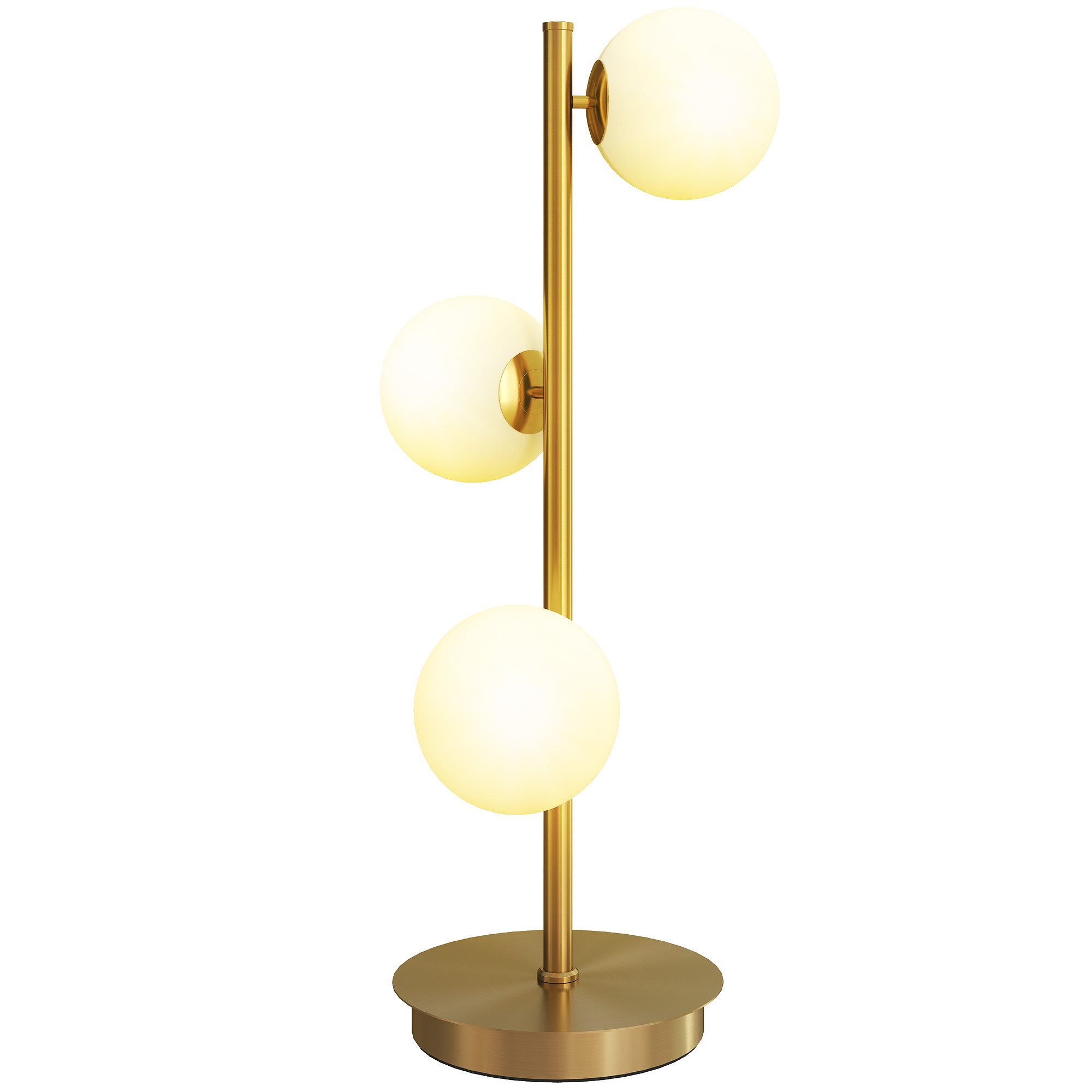HOMCOM Tischleuchte Tischlampe mit 3 Kugelschirmen, Nachttischlampe, stabiler Stahlfuß, ohne Leuchtmittel, Leselampe für Schlafzimmer, Wohnzimmer, Messing. Reduzierter Preis € 35,99. Unverbindliche Preisempfehlung € 57,90
