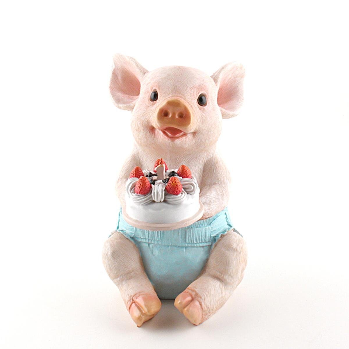 AM Design Dekofigur AM-Design Schwein mit Torte zum 1. Geburtstag ca 22 cm H | Dekofiguren