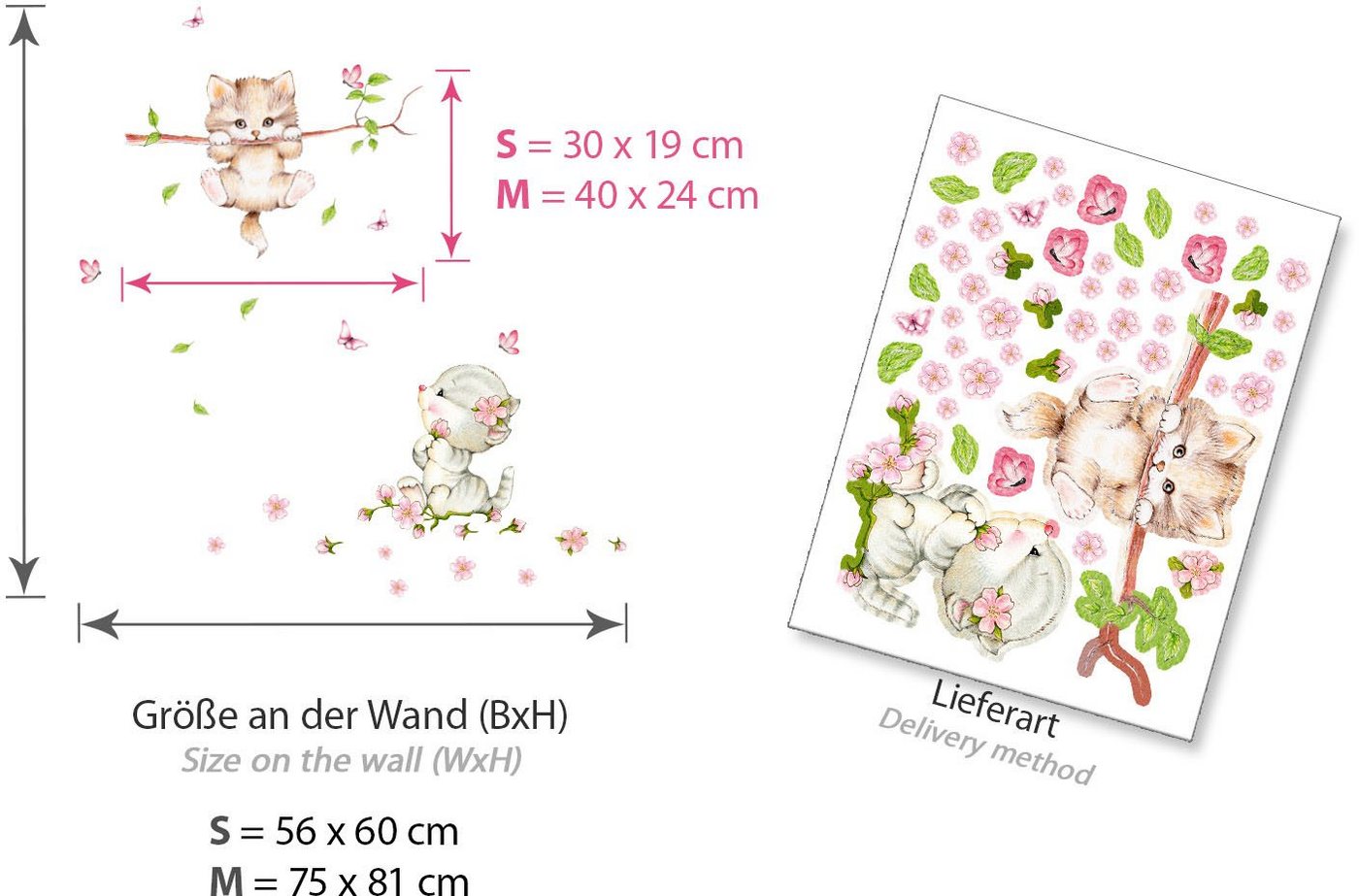 little DECO Wandtattoo »Little Deco Wandtattoo 2 Katzen mit Schmetterlingen«-HomeTrends