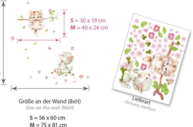 little DECO Wandtattoo »Little Deco Wandtattoo 2 Katzen mit Schmetterlingen«-Otto