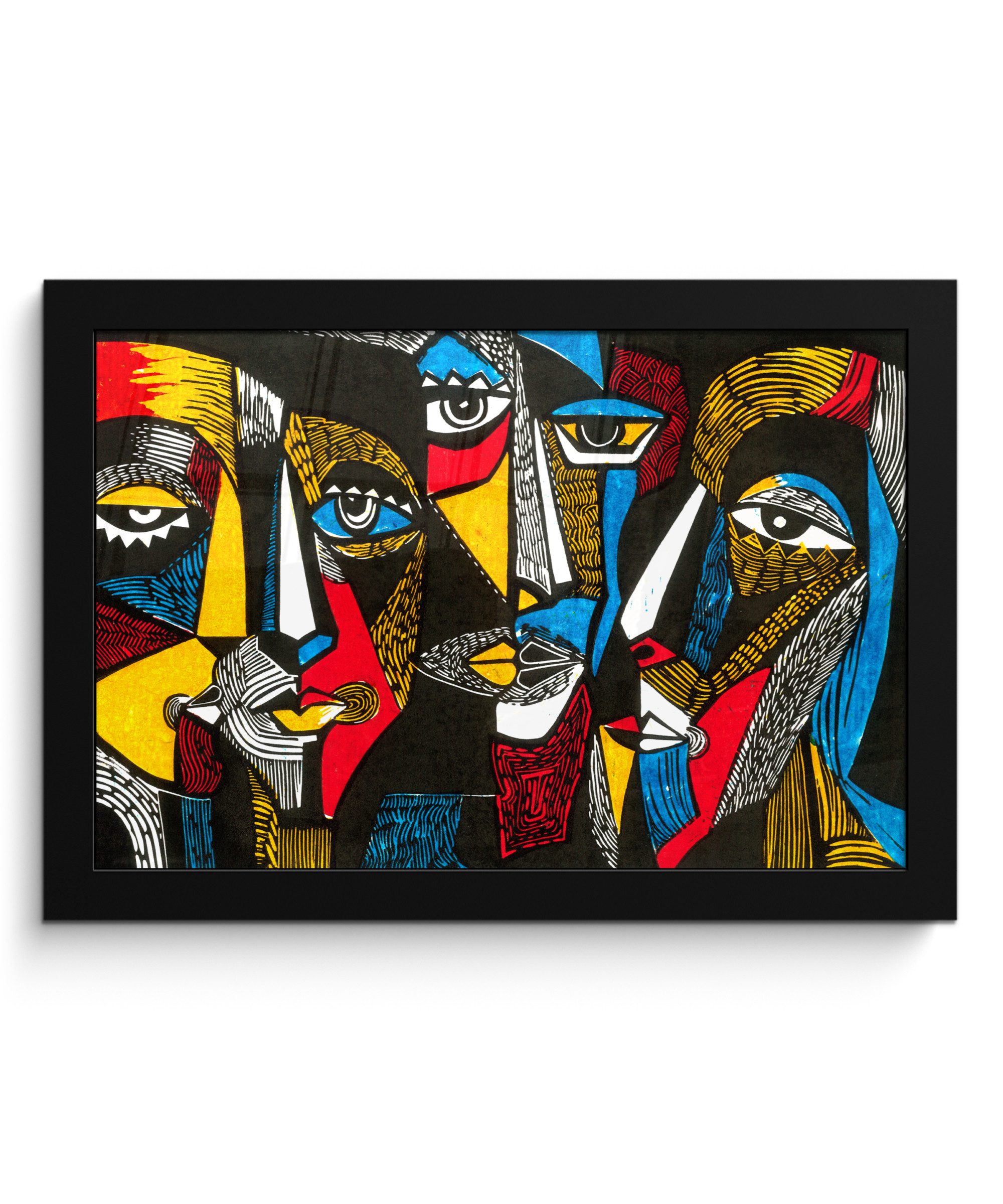 MuchoWow Poster Malerei - Ölfarbenoptik - Kubismus, (1 St), Wandbilder, Deko Wohnzimmer Schlafzimmer, 30x20 cm