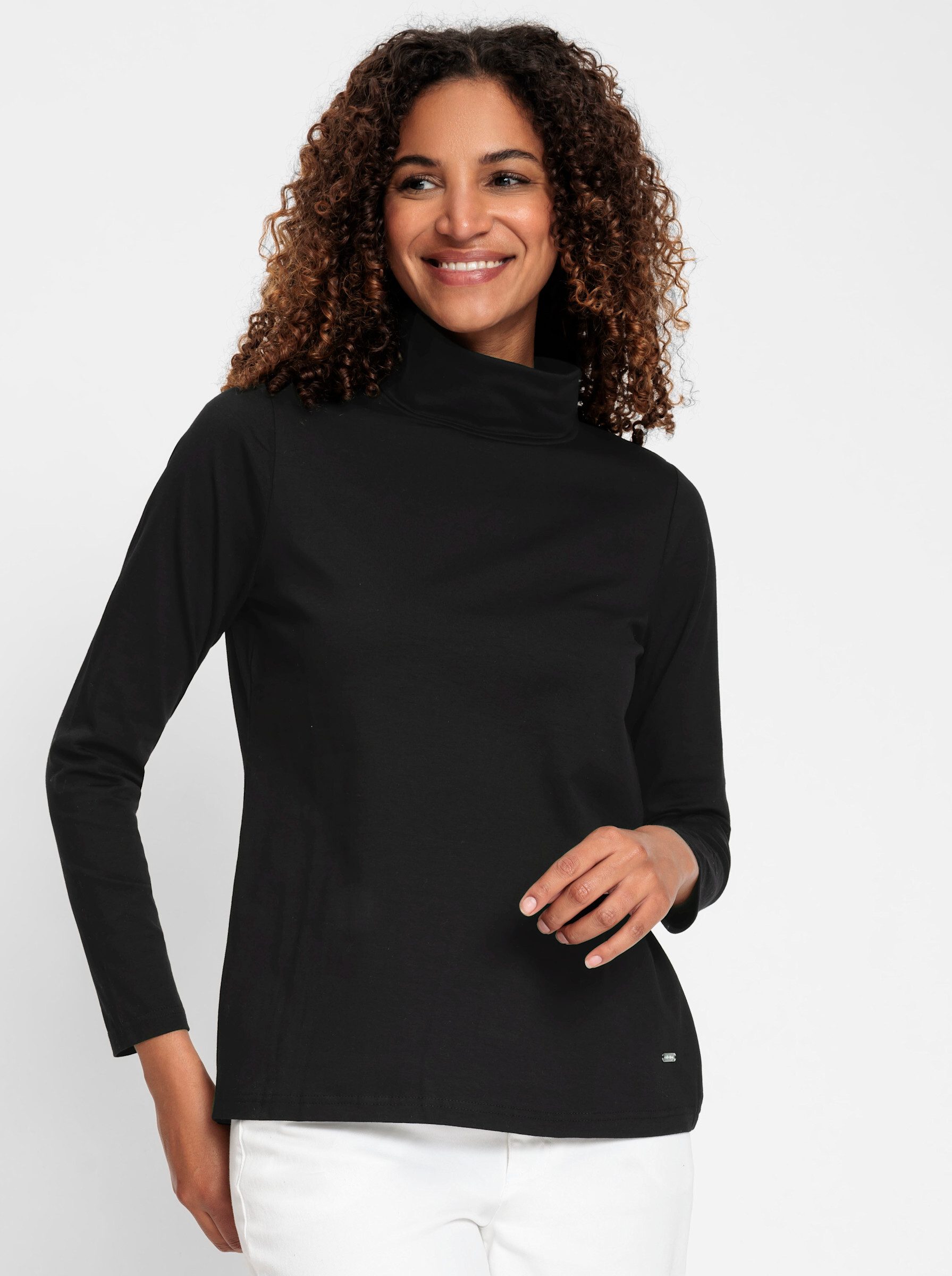 T-Shirt Rollkragen-Shirt Langarm
