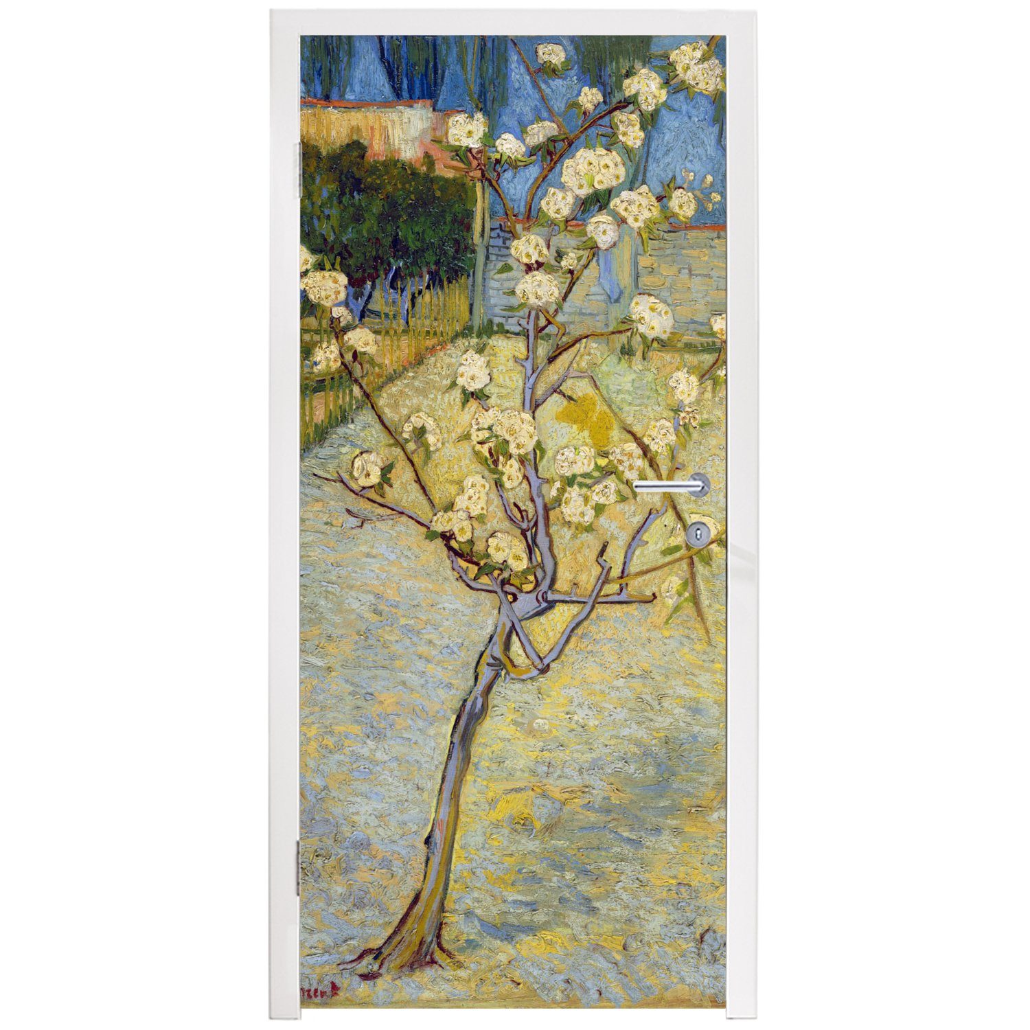 MuchoWow Türtapete Blühender Birnbaum - für cm Gogh, Türaufkleber, van St), Matt, Vincent 75x205 Fototapete (1 bedruckt, Tür
