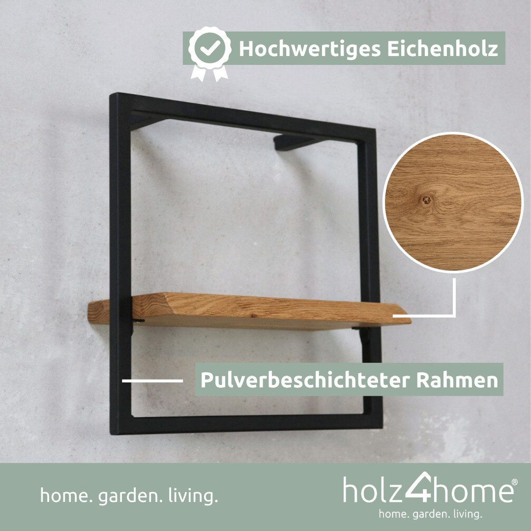 holz4home® Wandregal Natur Eiche mit Metallrahmen günstig online kaufen