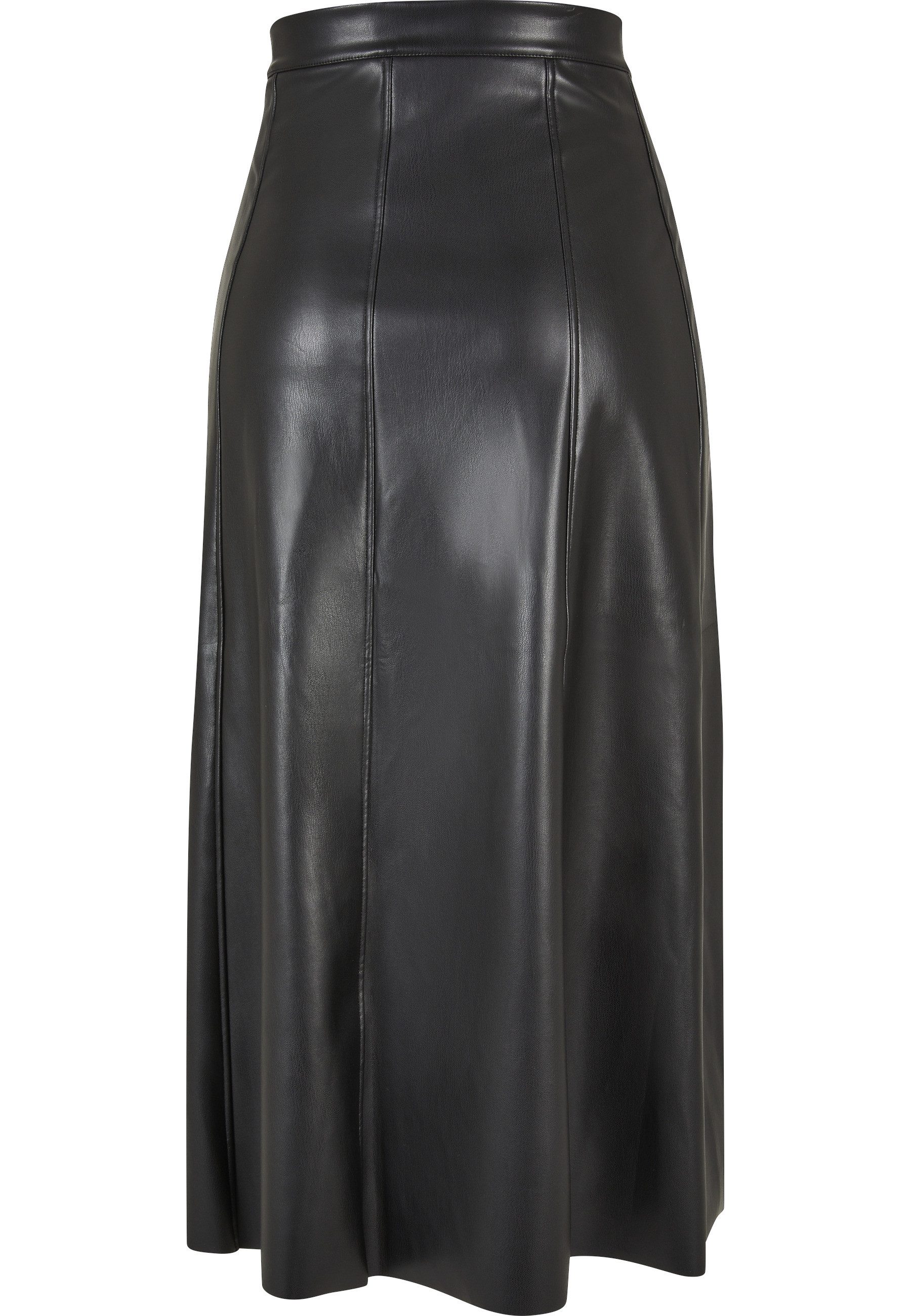 URBAN CLASSICS Maxirock Urban Classics Damen Ladies Synthetic Leather Midi Skirt (1-tlg)