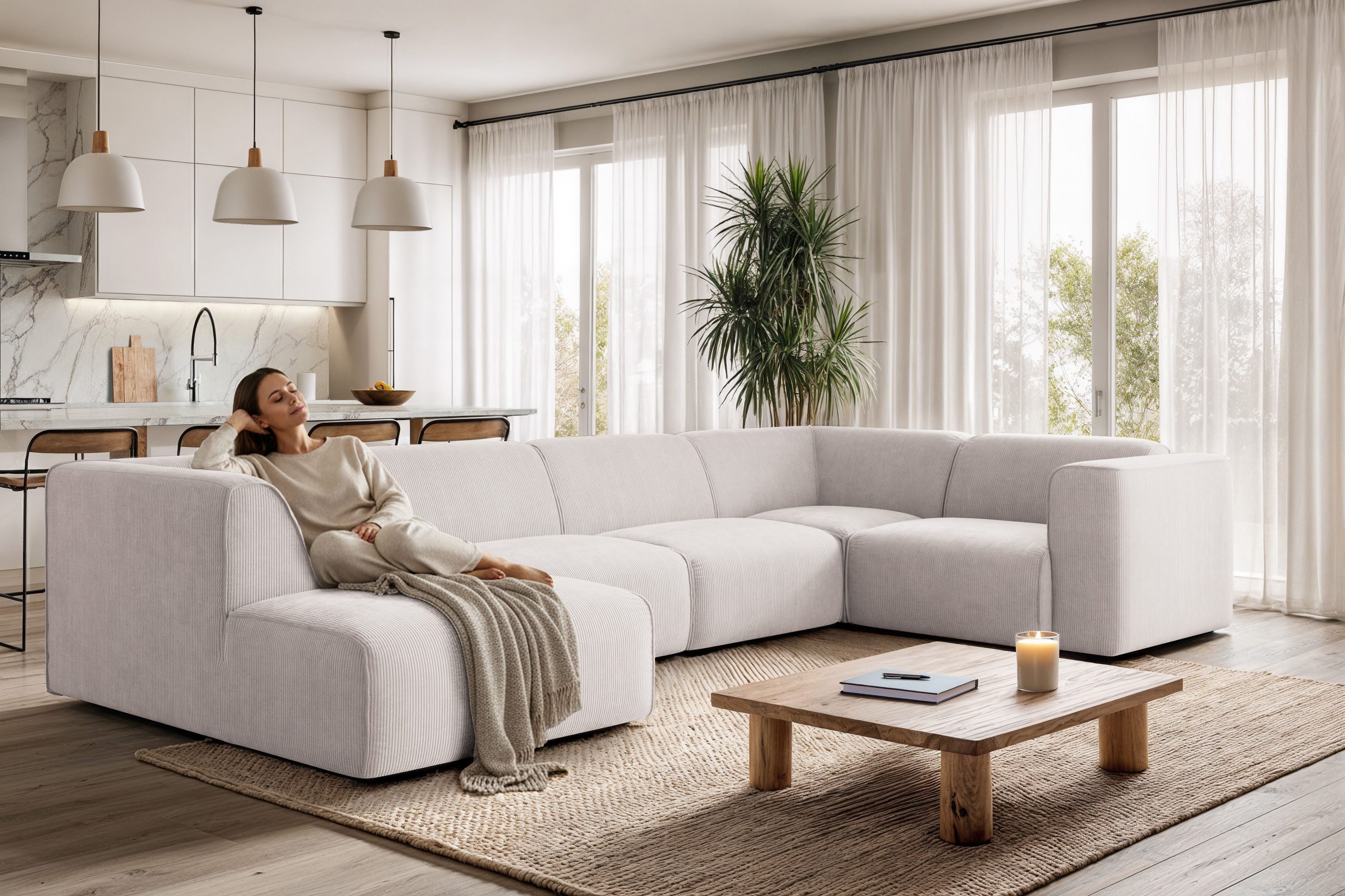 OTTO home Wohnlandschaft Merid U-Form, B: 367 cm, jederzeit durch Module erweiterbar