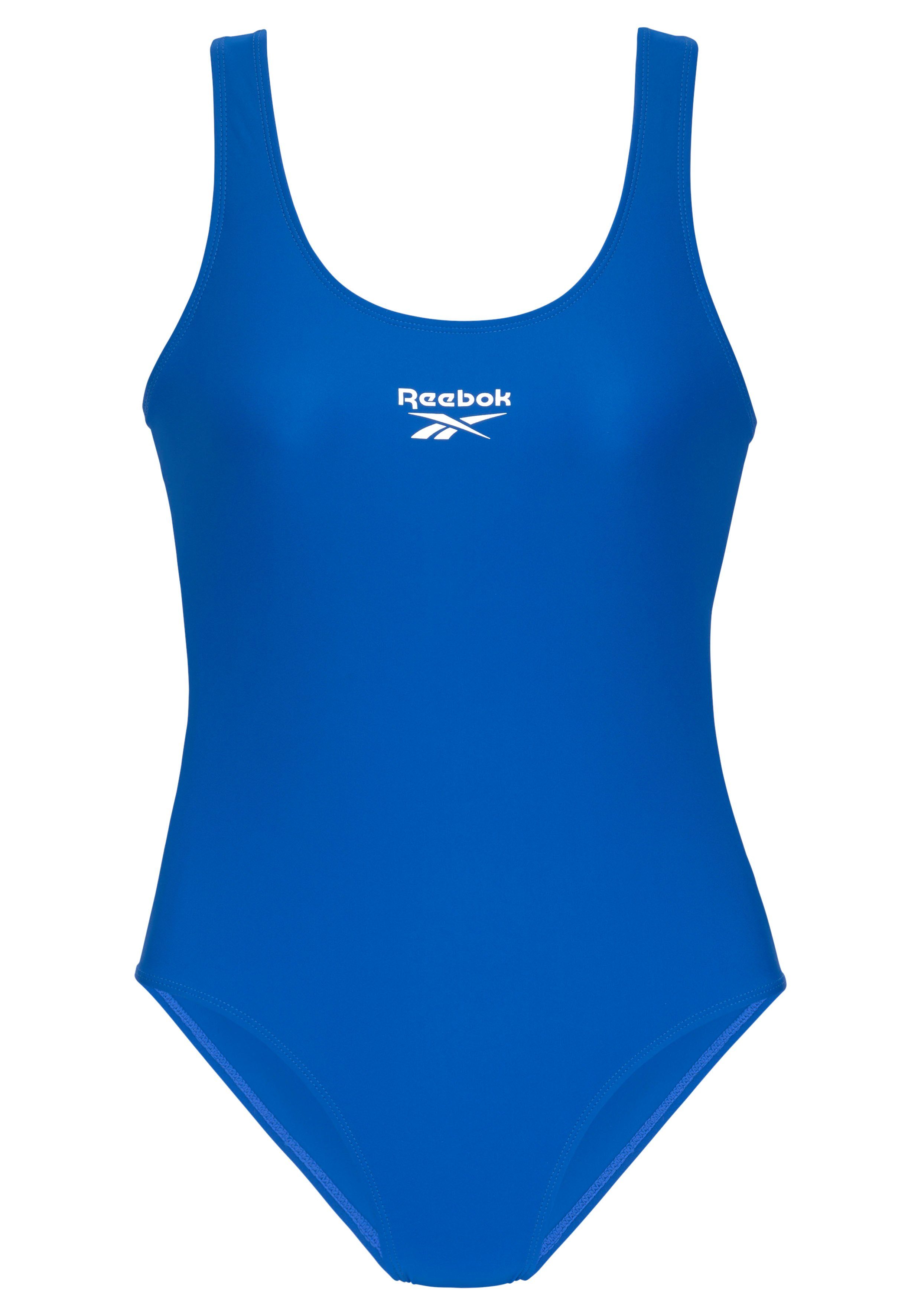 Reebok Badeanzug Logoschriftzug humble am vorn blue mit Rücken und Adelia